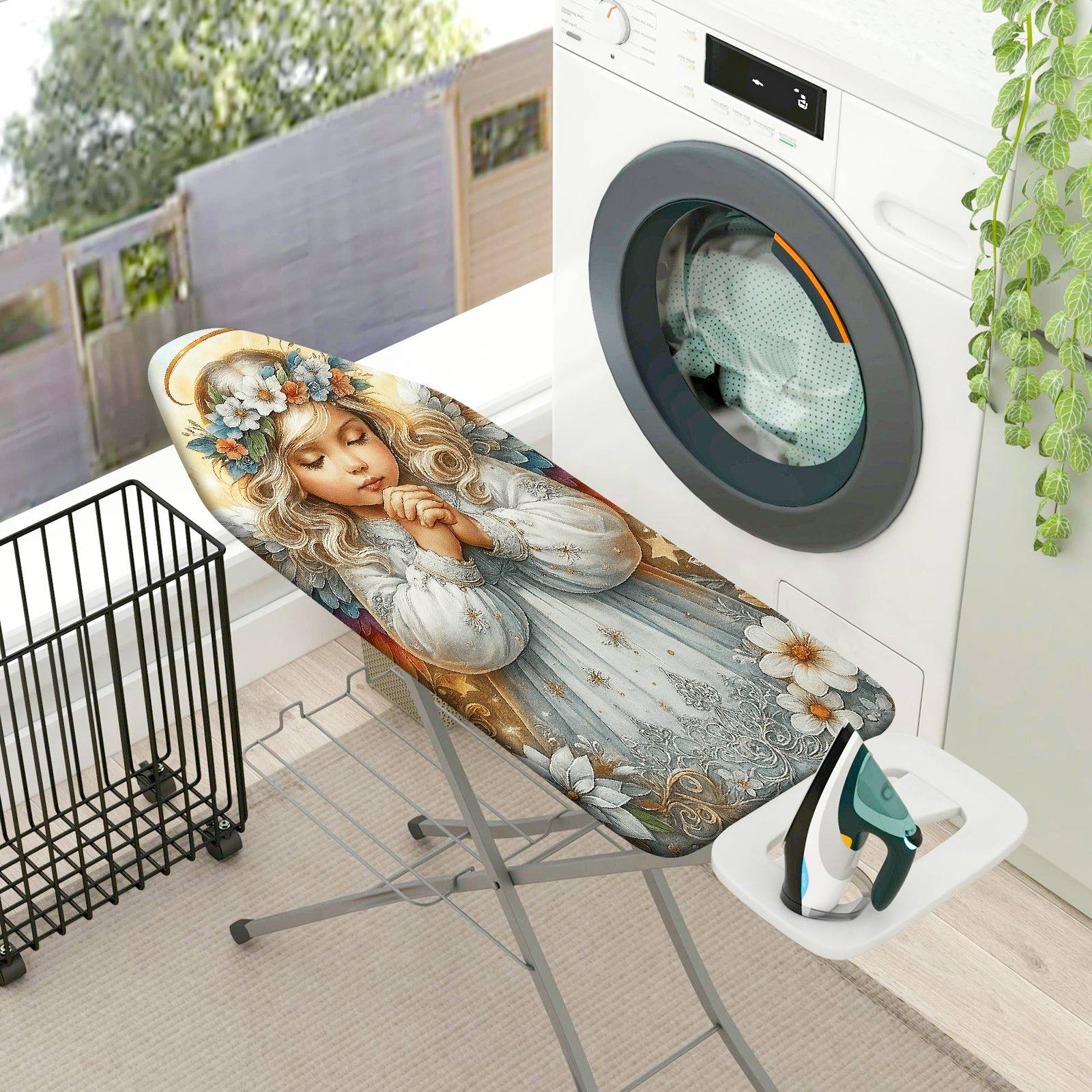 1-Piece Angel Floral Artistic  Ironing Board Cover, Universal Size, Without Board