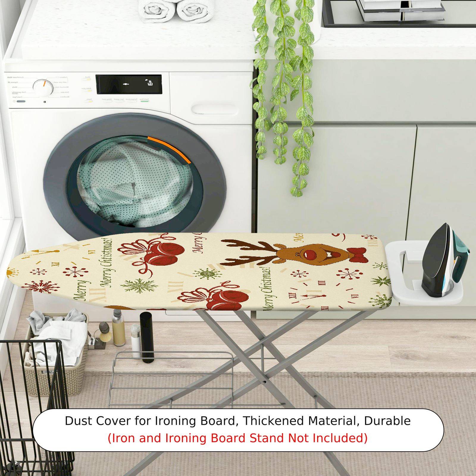 1-Piece Reindeer Snowflakes Christmas  Ironing Board Cover, Universal Size, Without Board