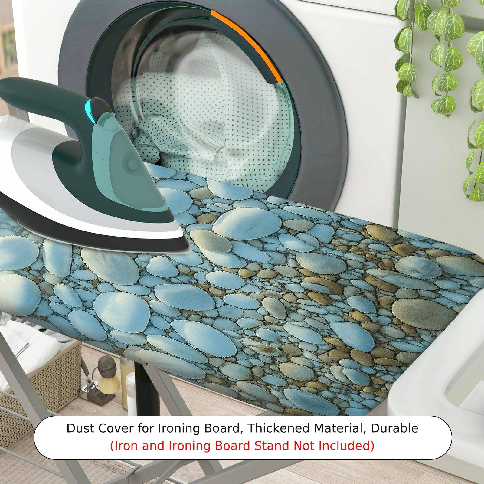 1-Piece Beach Ocean Pebble  Ironing Board Cover, Universal Size, Without Board