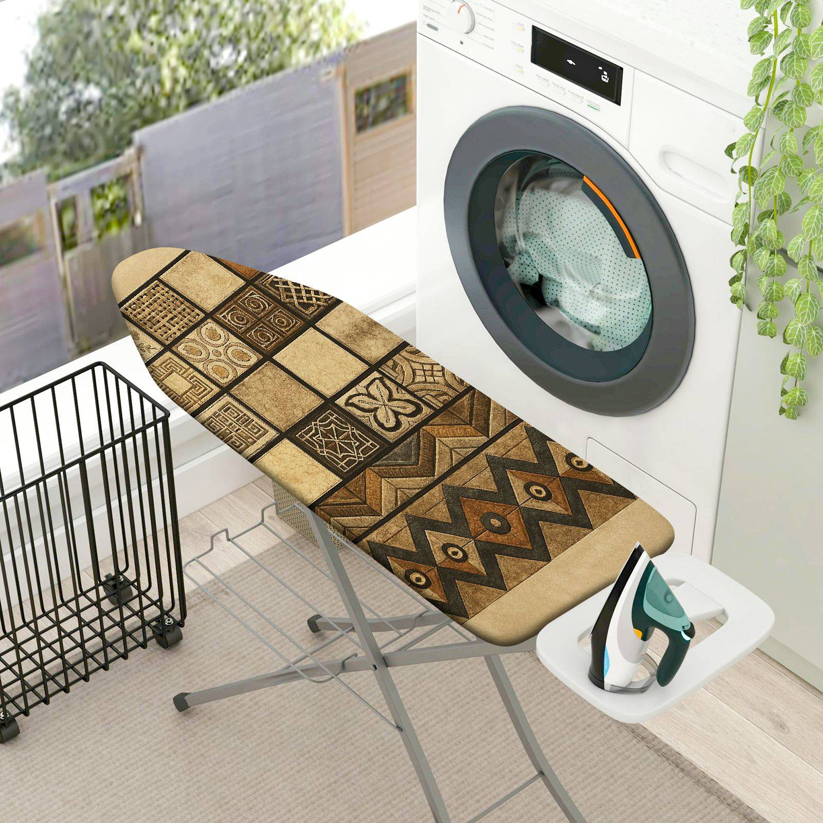 1-Piece Geometric Retro Ethnic  Ironing Board Cover, Universal Size, Without Board