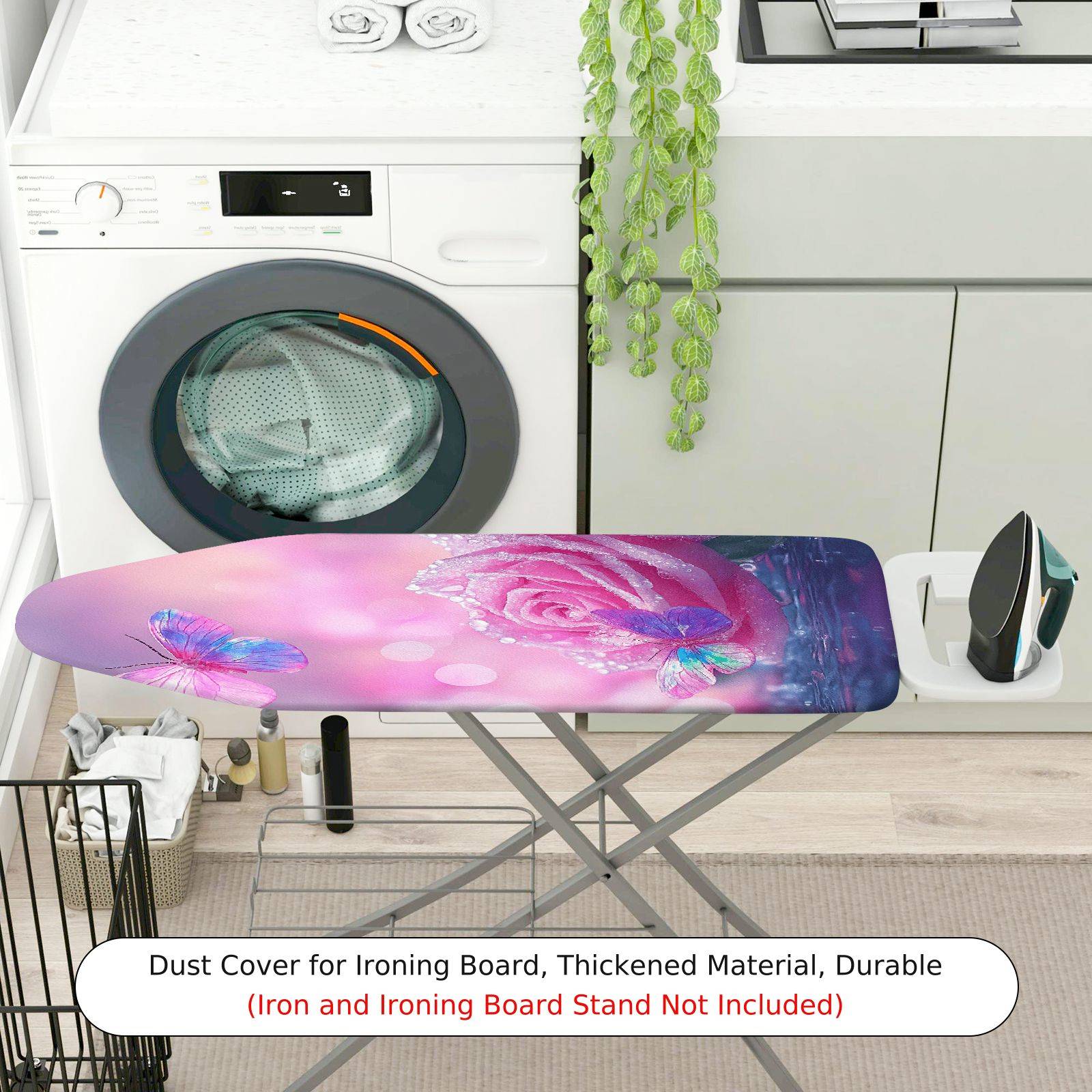 1-Piece Rose Butterfly Pink  Ironing Board Cover, Universal Size, Without Board