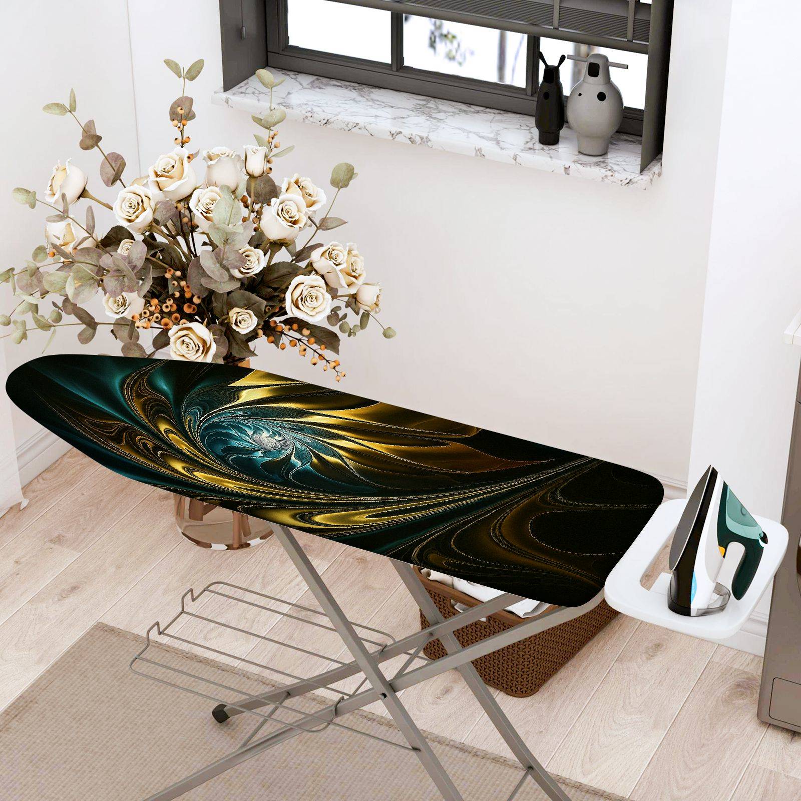 1-Piece Abstract Swirl Design Artistic  Ironing Board Cover, Universal Size, Without Board