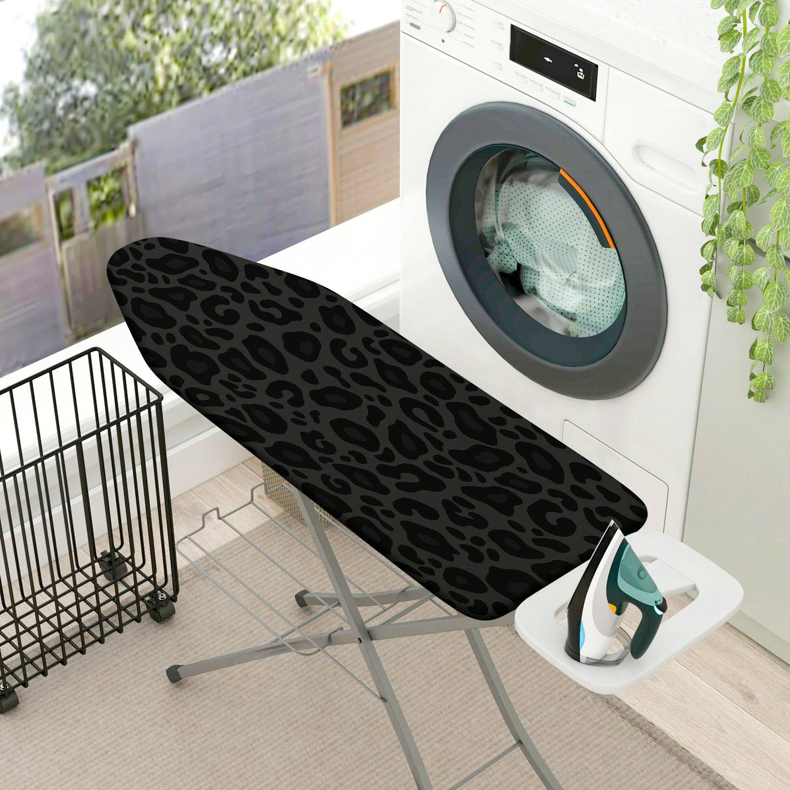 1-Piece Leopard Print Black Pattern Animal  Ironing Board Cover, Universal Size, Without Board