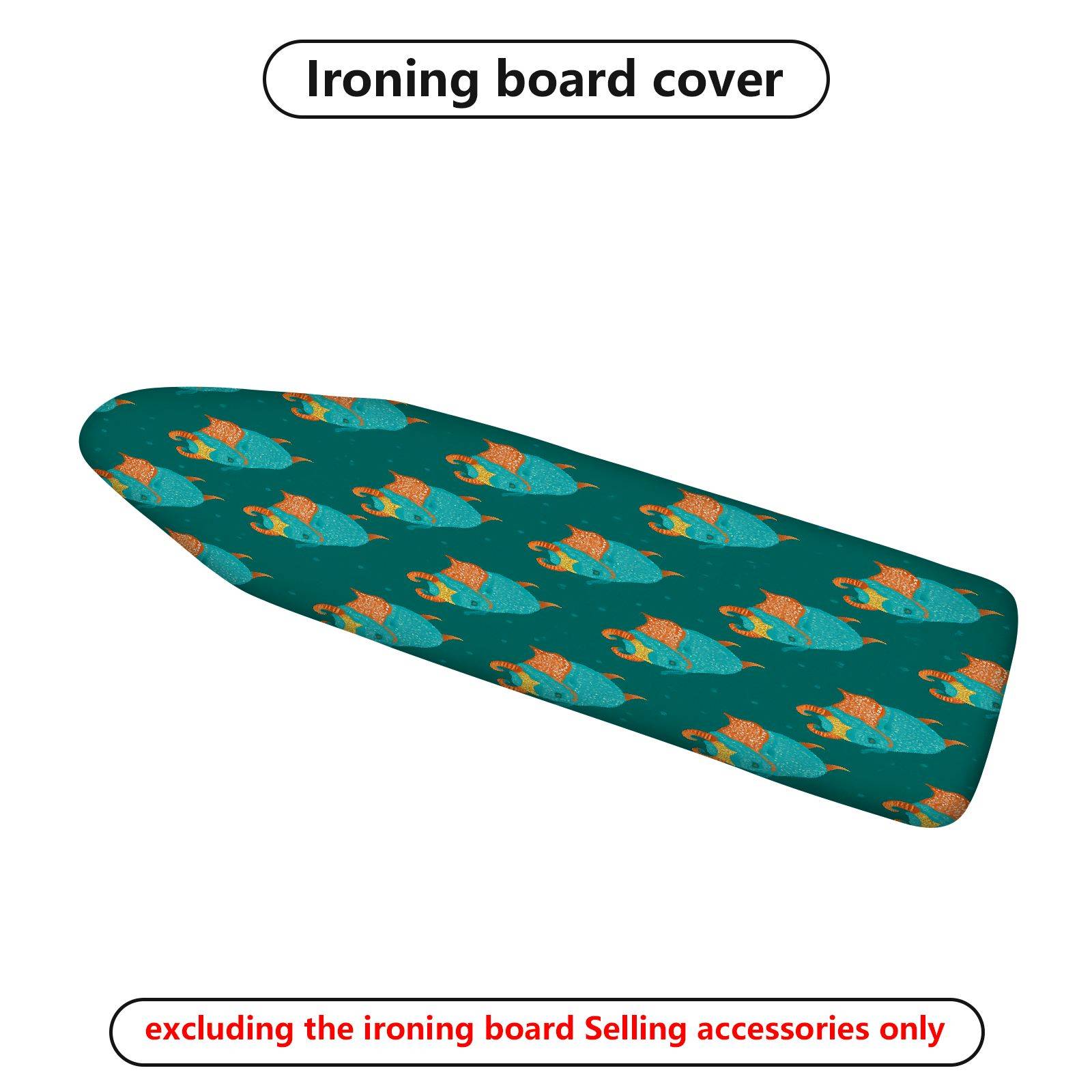 1-Piece Ocean Fish Pattern Blue  Ironing Board Cover, Universal Size, Without Board