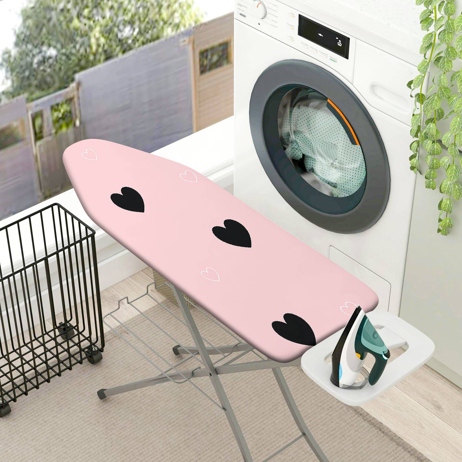 1-Piece Heart Pink Romantic  Ironing Board Cover, Universal Size, Without Board