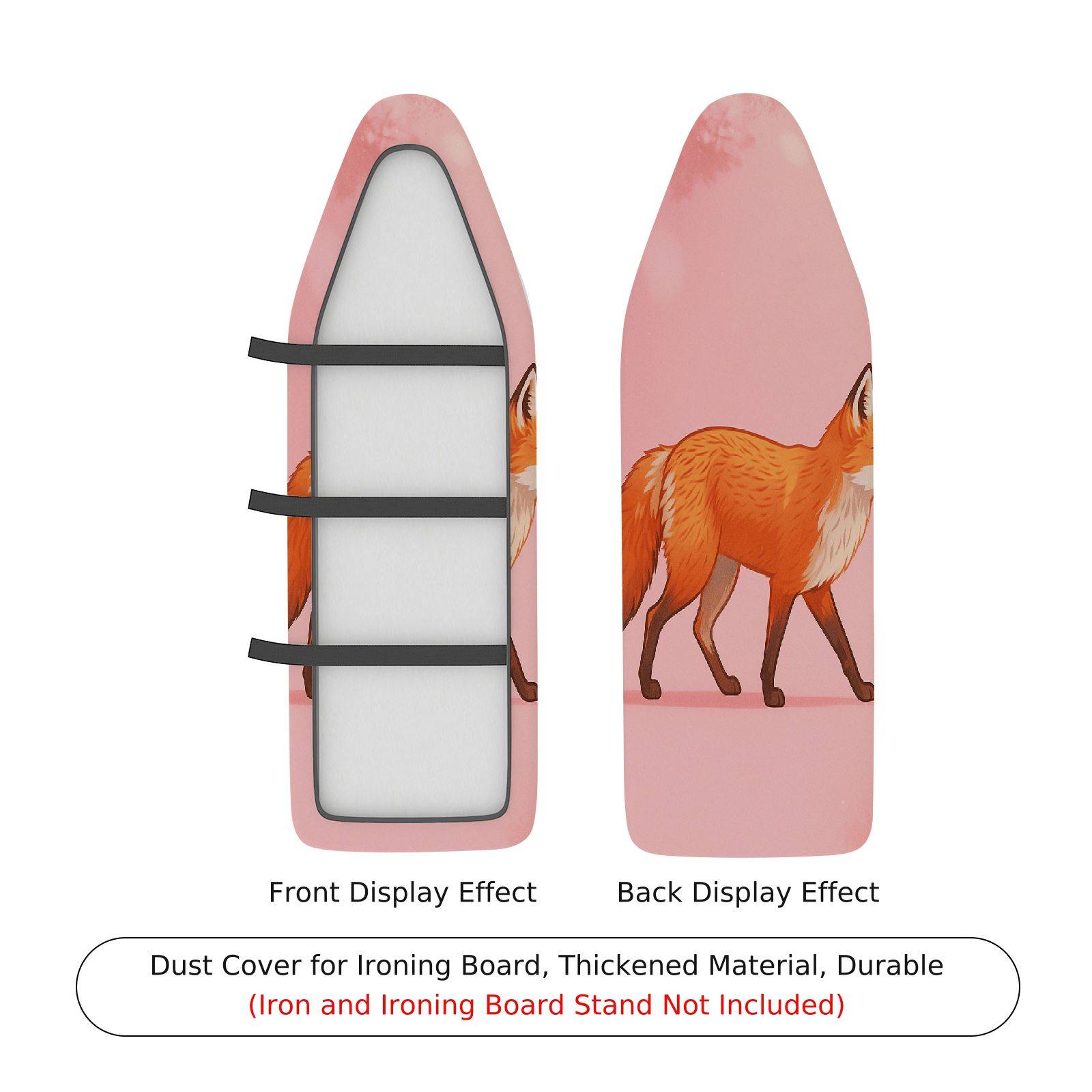 1-Piece Pink Fox Artistic Fun  Ironing Board Cover, Universal Size, Without Board