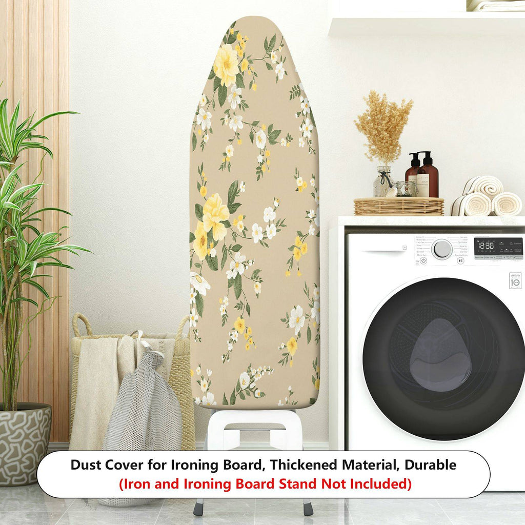 1-Piece Floral Pattern Beige Yellow Flower  Ironing Board Cover, Universal Size, Without Board