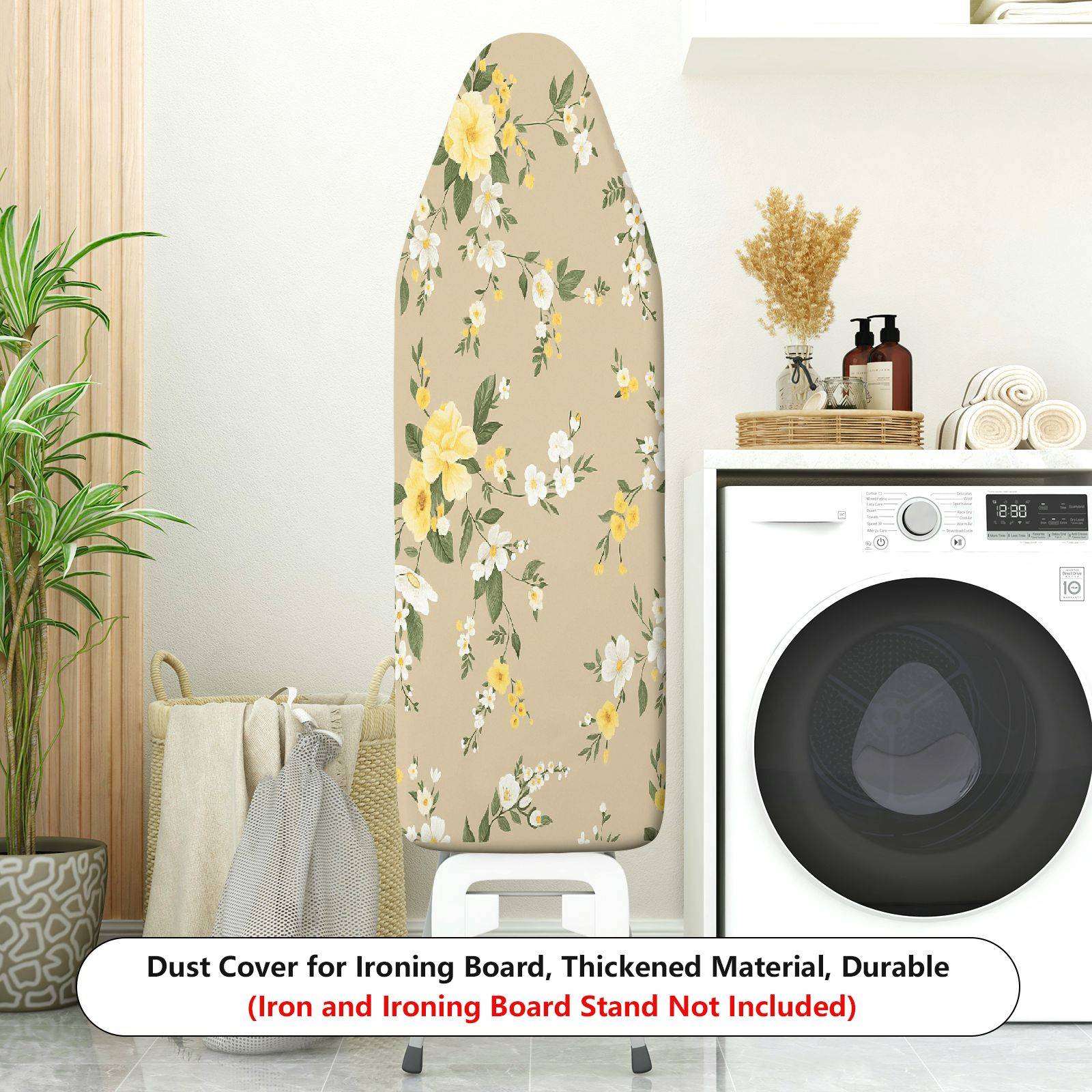 1-Piece Floral Pattern Beige Yellow Flower  Ironing Board Cover, Universal Size, Without Board
