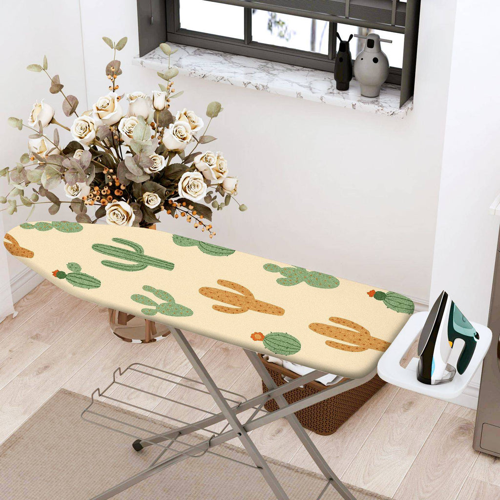 1-Piece Cactus Pattern Green Beige  Ironing Board Cover, Universal Size, Without Board
