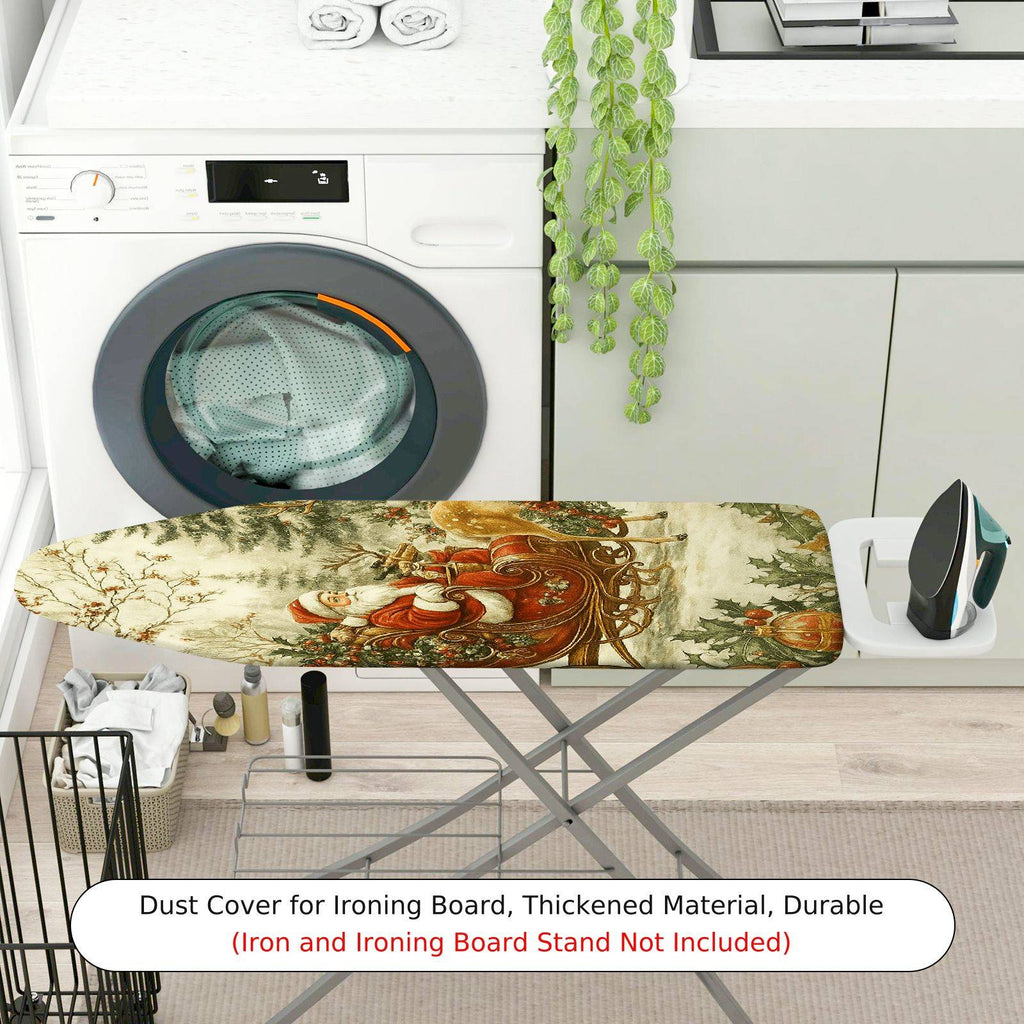 1-Piece Santa Claus Sleigh Reindeer Christmas  Ironing Board Cover, Universal Size, Without Board
