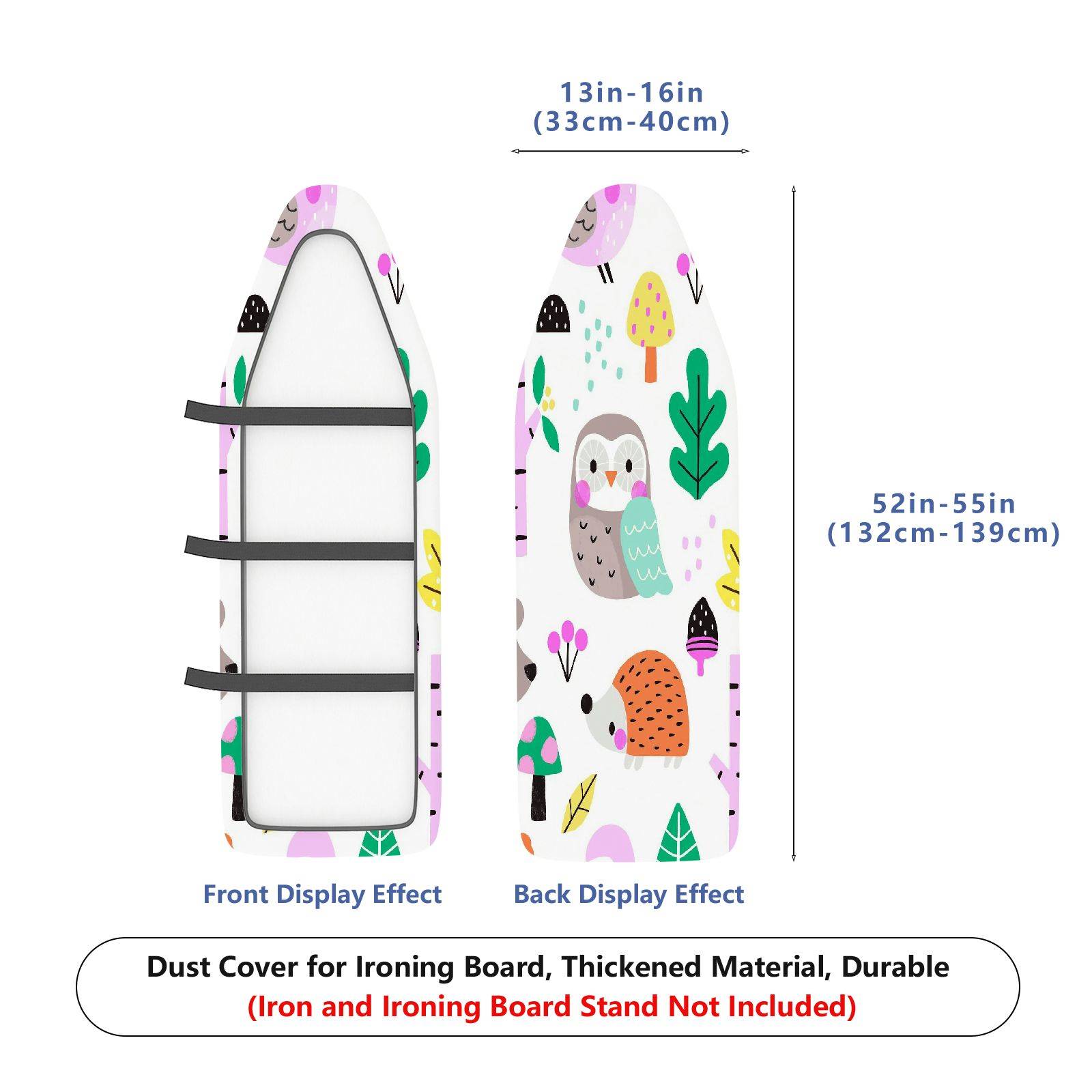 1-Piece Cute Owl Forest Animal Theme  Ironing Board Cover, Universal Size, Without Board