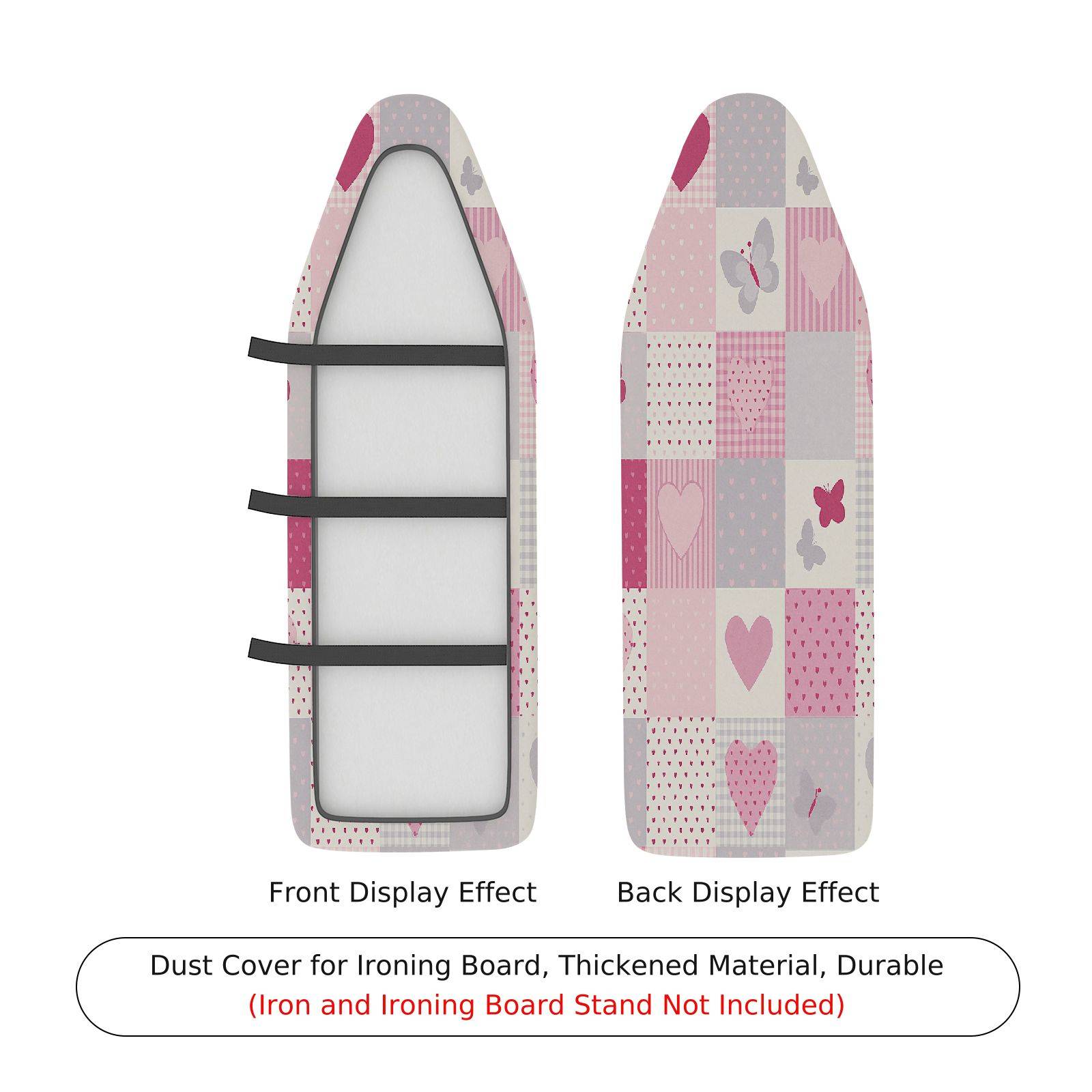1-Piece Heart Butterfly Pink  Ironing Board Cover, Universal Size, Without Board