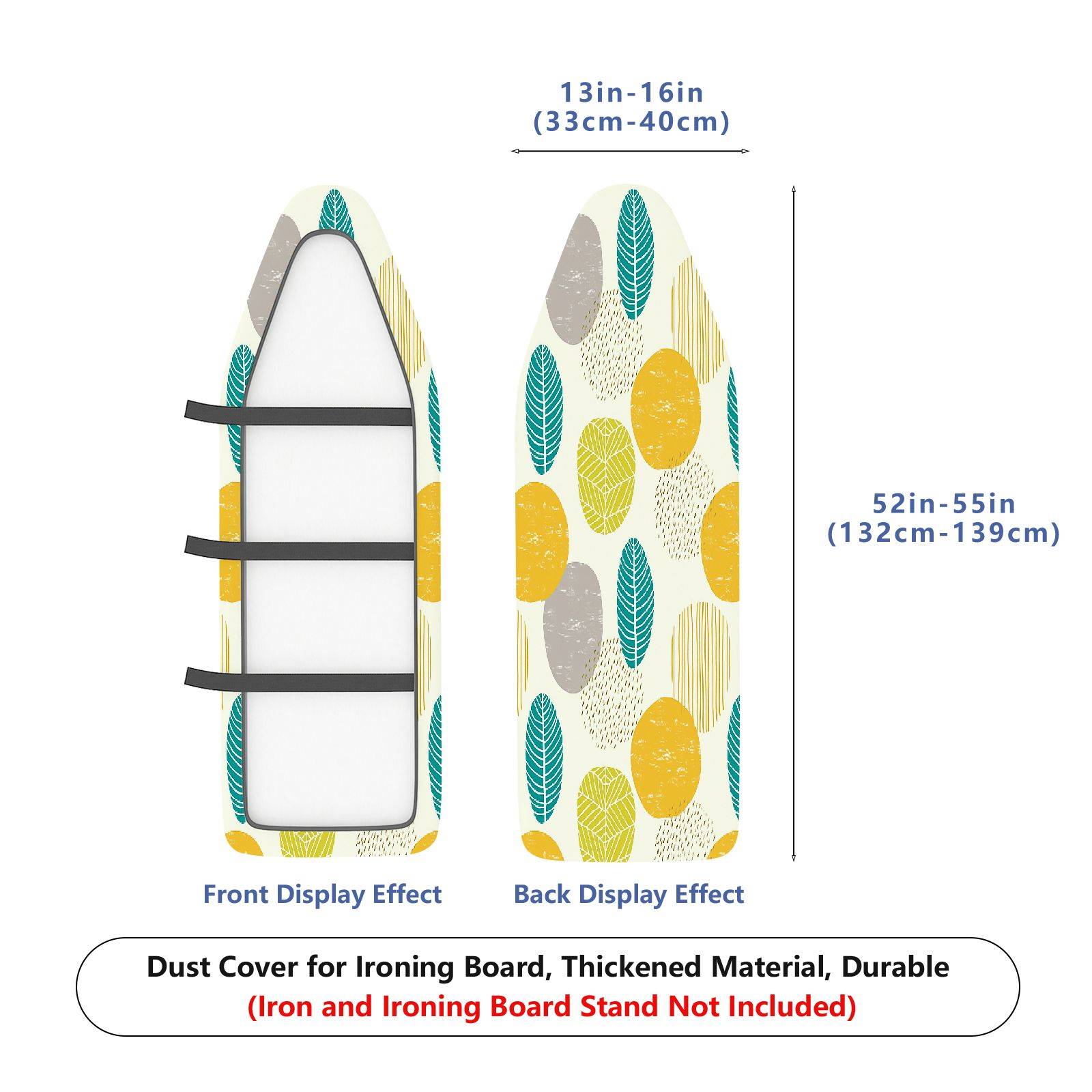 1-Piece Abstract Leaf Pattern Geometric  Ironing Board Cover, Universal Size, Without Board