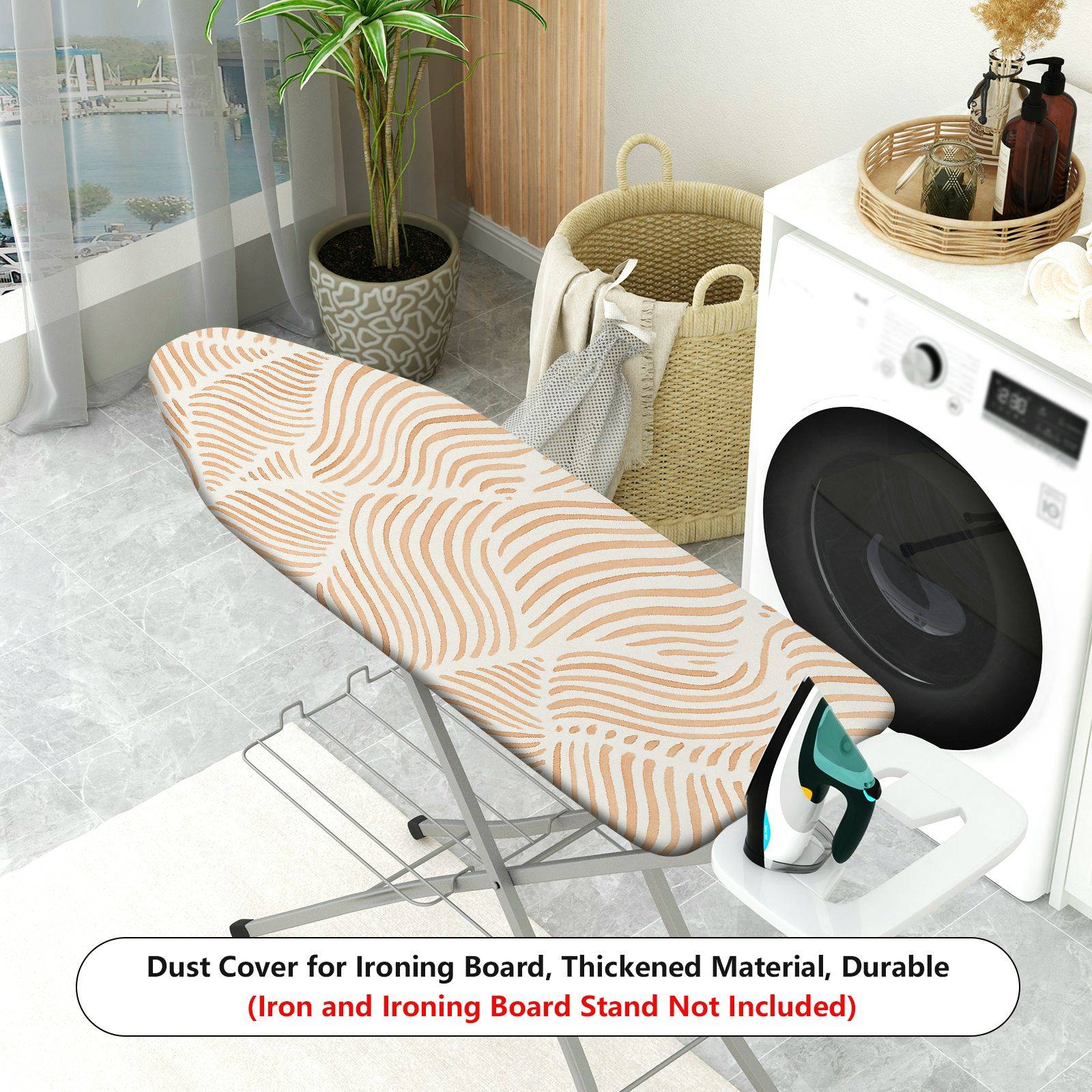 1-Piece Beige Brown Swirl Pattern Decorative  Ironing Board Cover, Universal Size, Without Board