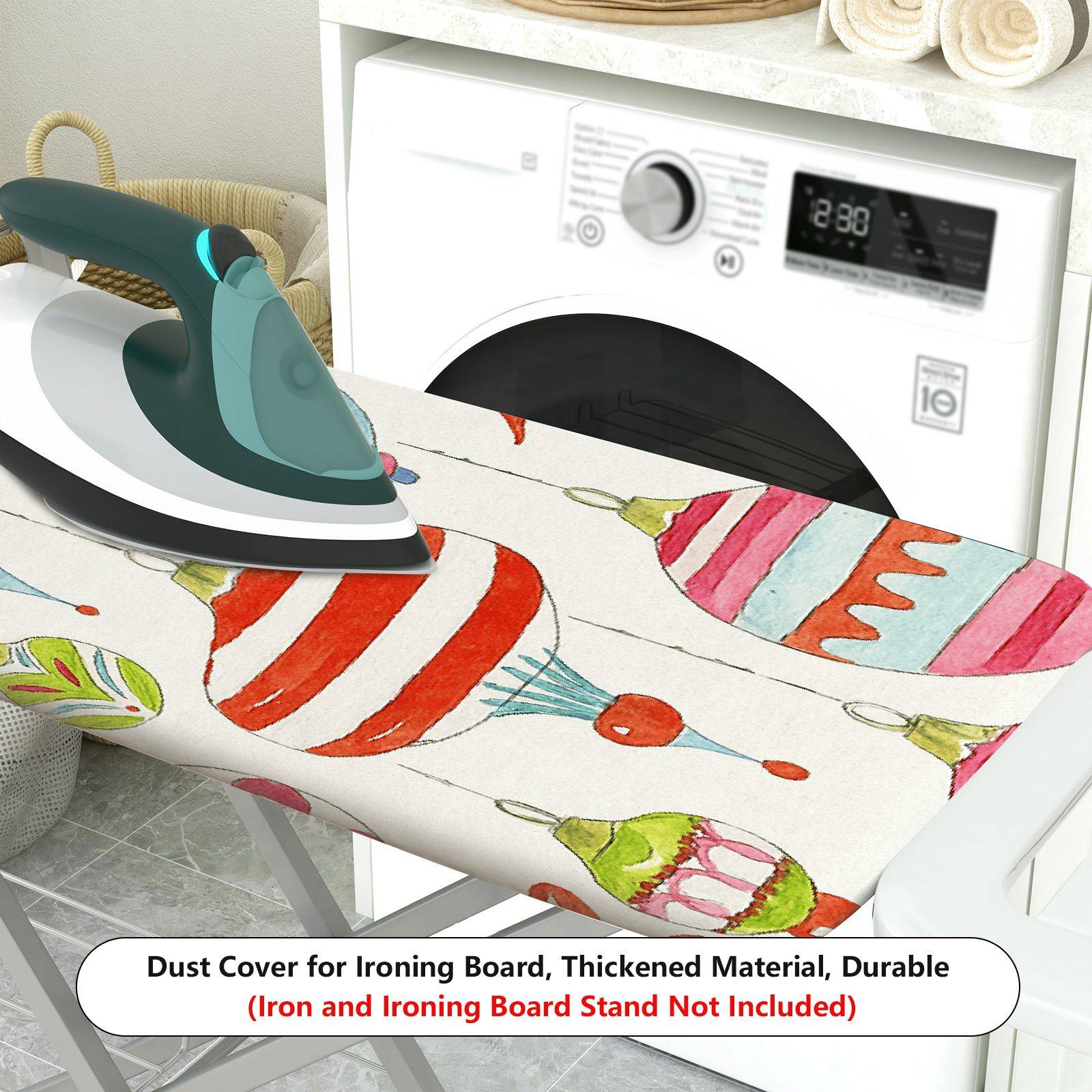 1-Piece Colorful Ornament Festive Christmas  Ironing Board Cover, Universal Size, Without Board