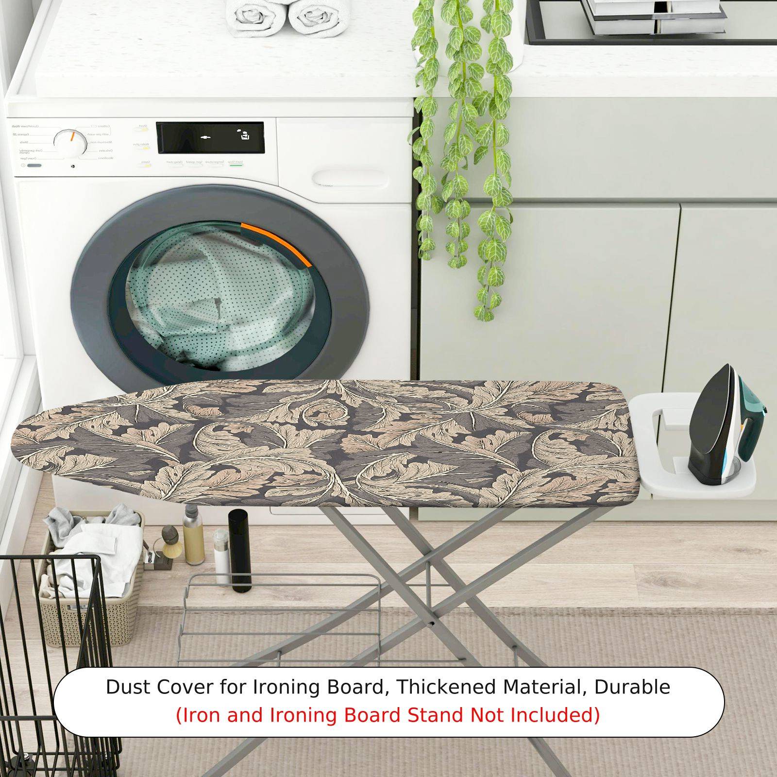 1-Piece Vintage Leaf Pattern Beige  Ironing Board Cover, Universal Size, Without Board