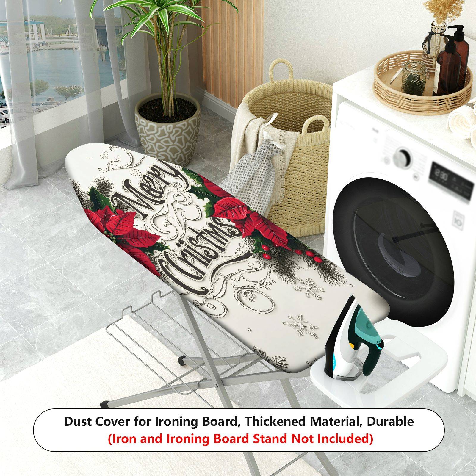 1-Piece Christmas Floral Snow  Ironing Board Cover, Universal Size, Without Board