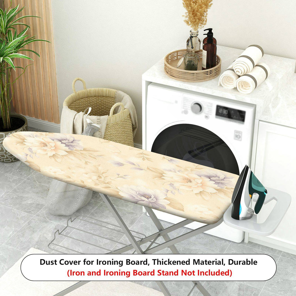 1-Piece Floral Pattern Pastel Beige Leaves  Ironing Board Cover, Universal Size, Without Board