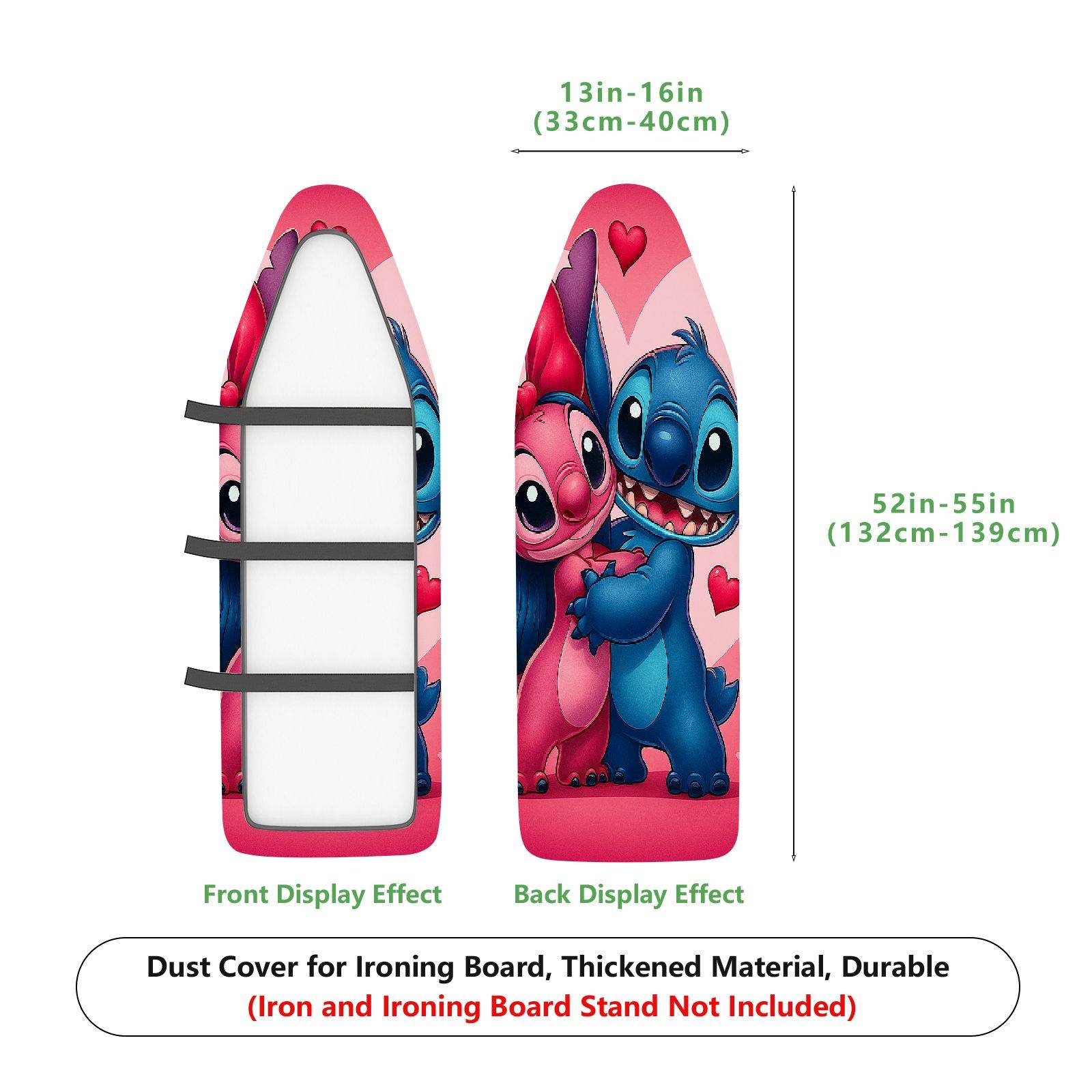 1-Piece Hearts Pink Blue  Ironing Board Cover, Universal Size, Without Board