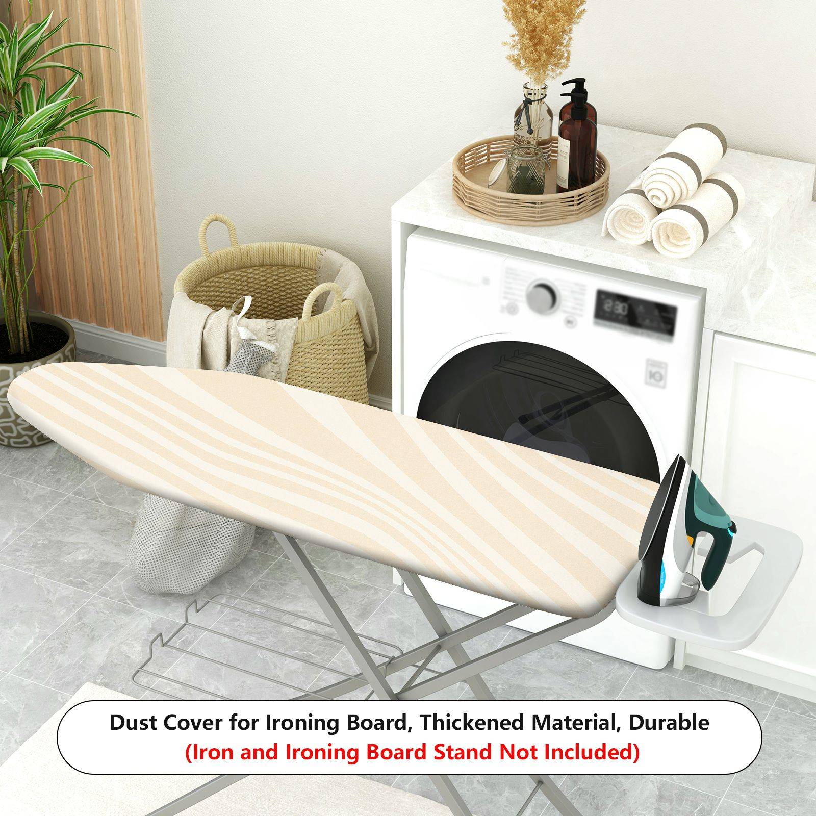 1-Piece Beige Stripe Pattern Classic Modern  Ironing Board Cover, Universal Size, Without Board