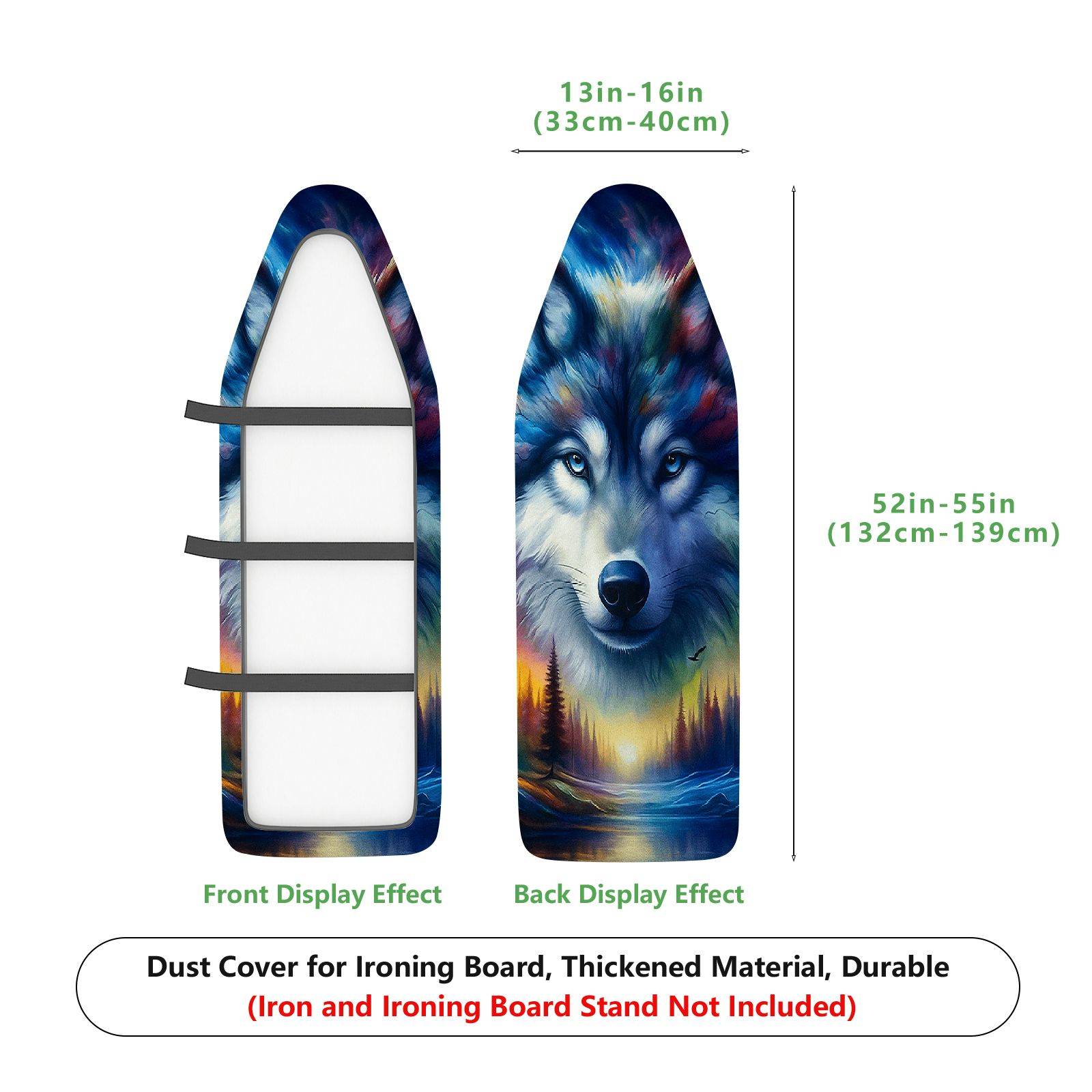 1-Piece Colorful Wolf Art Animal  Ironing Board Cover, Universal Size, Without Board