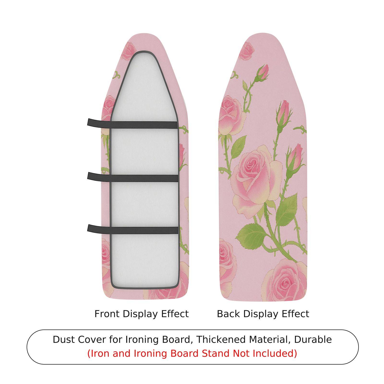 1-Piece Floral Pink Rose  Ironing Board Cover, Universal Size, Without Board
