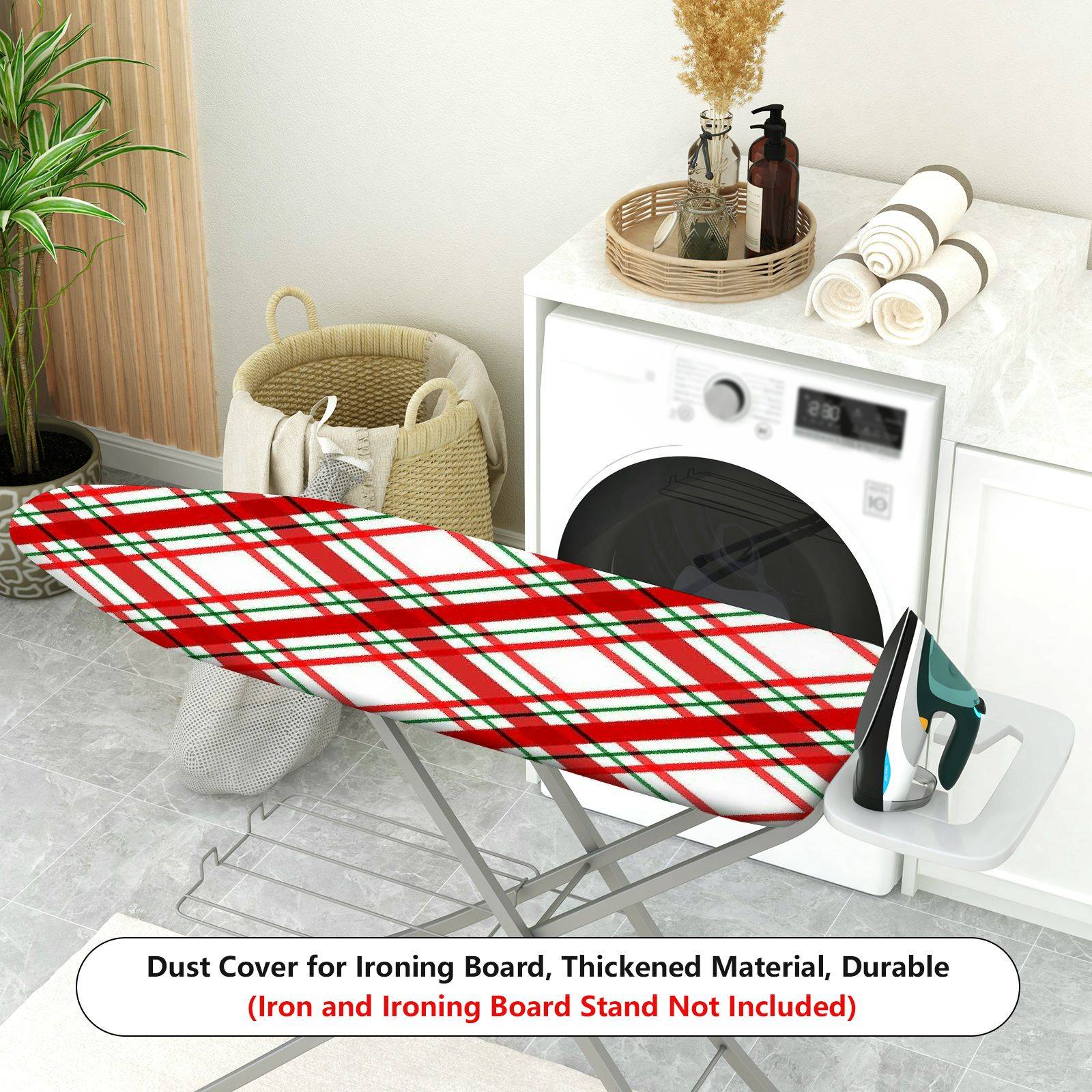 1-Piece Christmas Checkered Plaid  Ironing Board Cover, Universal Size, Without Board