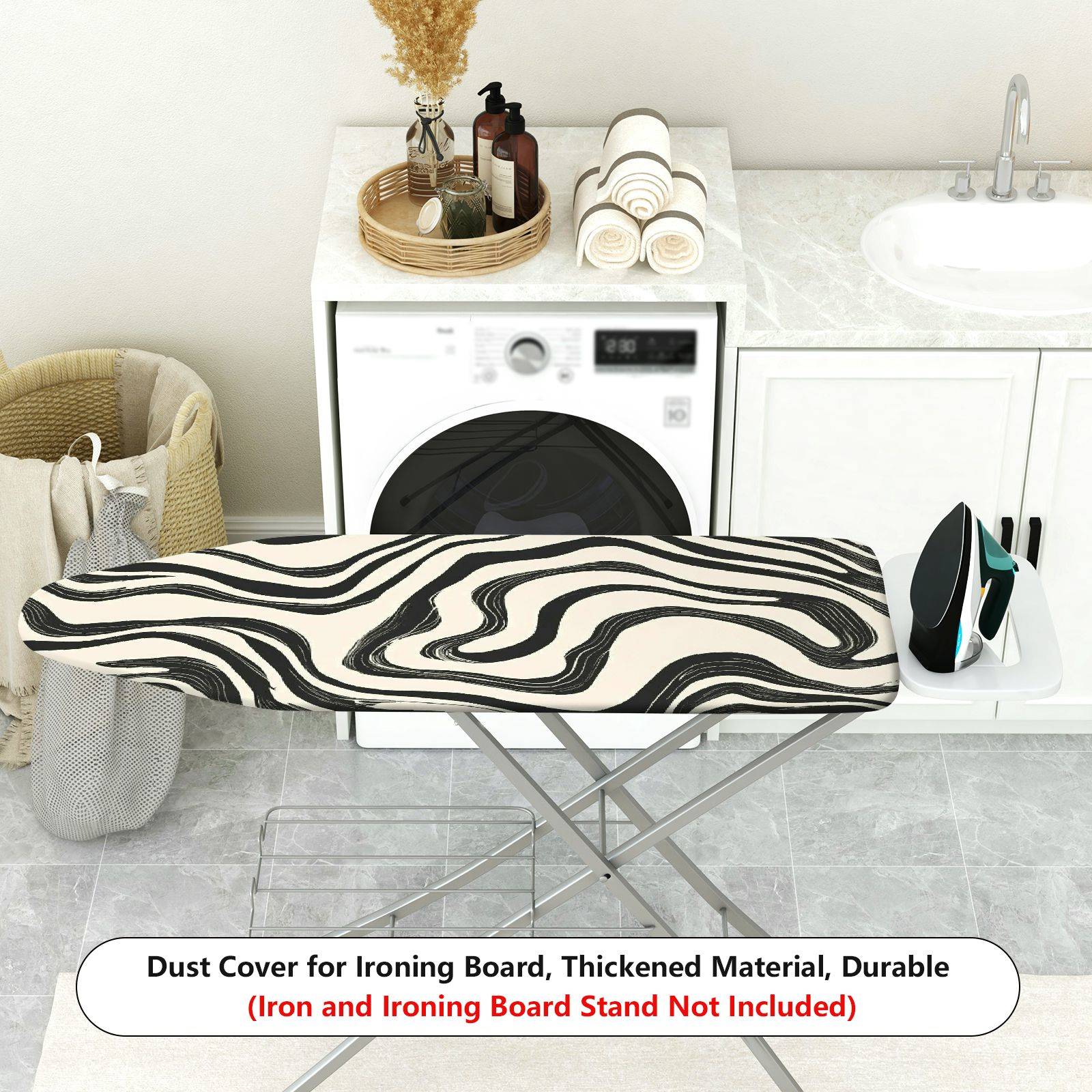 1-Piece Abstract Black White Geometric  Ironing Board Cover, Universal Size, Without Board