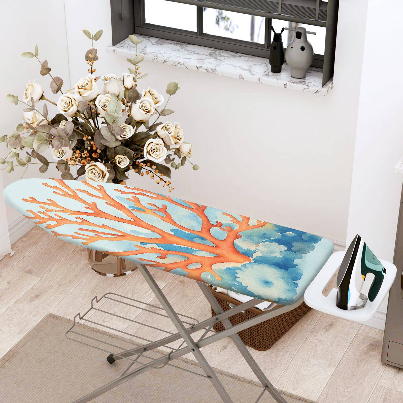 1-Piece Coral Ocean Abstract  Ironing Board Cover, Universal Size, Without Board