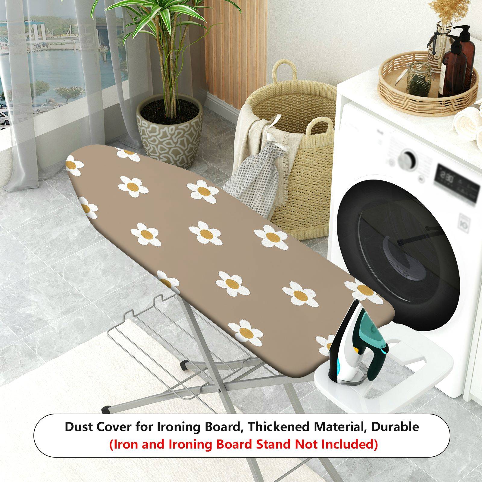 1-Piece Floral Daisy Pattern Beige  Ironing Board Cover, Universal Size, Without Board
