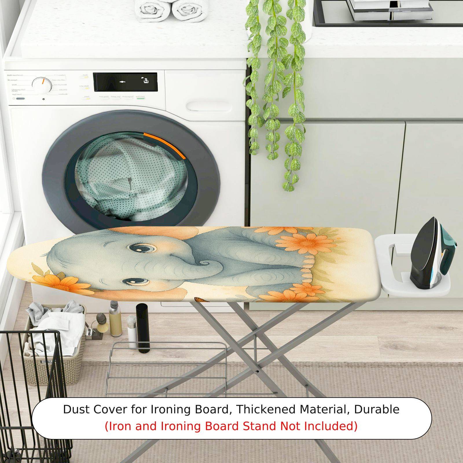 1-Piece Elephant Floral Animal  Ironing Board Cover, Universal Size, Without Board