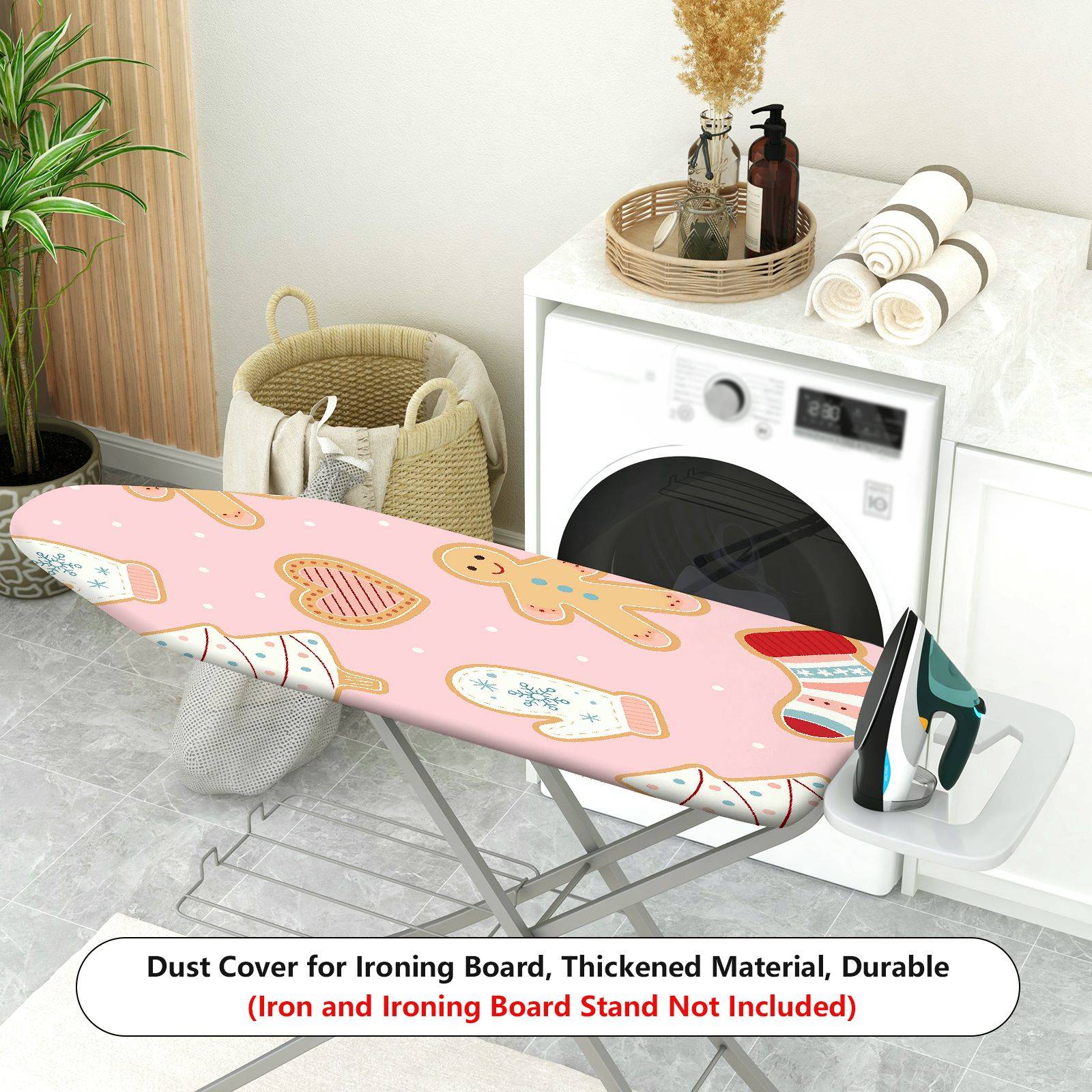 1-Piece Christmas Gingerbread Heart  Ironing Board Cover, Universal Size, Without Board