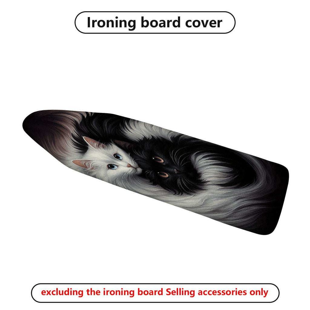 1-Piece Black White Cat Artistic Animal Print  Ironing Board Cover, Universal Size, Without Board