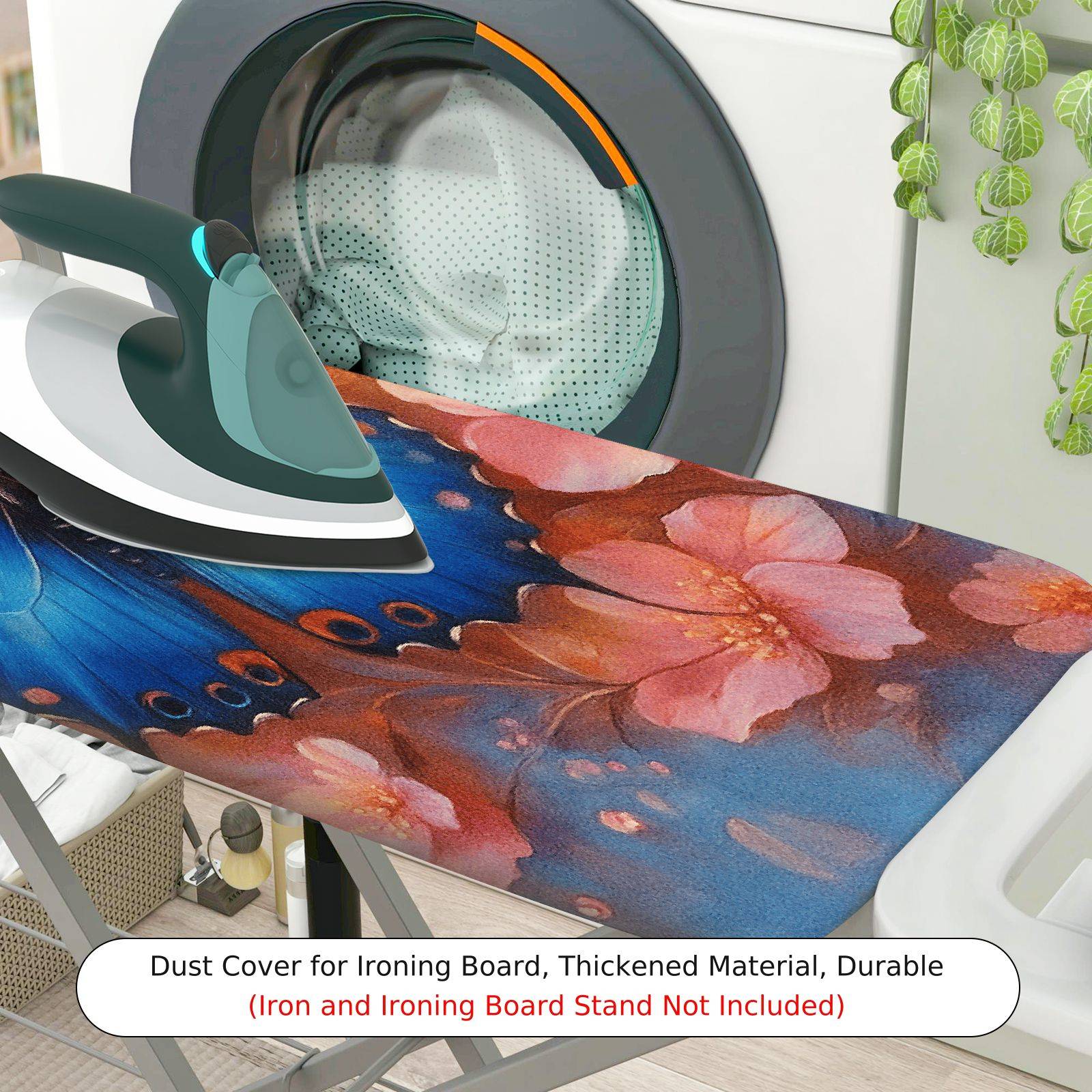 1-Piece Butterfly Floral Pink  Ironing Board Cover, Universal Size, Without Board