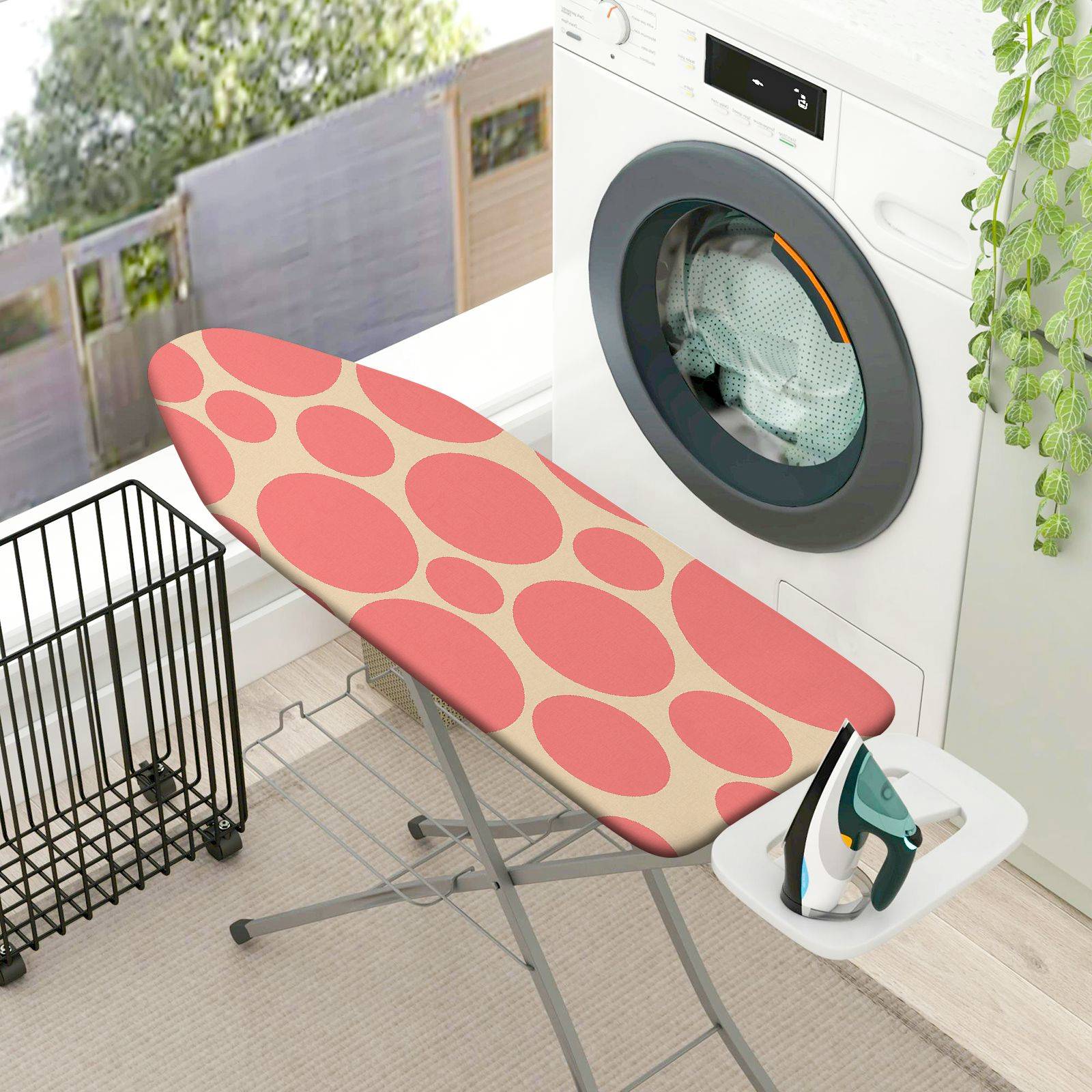 1-Piece Pink Polka Dots Pattern  Ironing Board Cover, Universal Size, Without Board