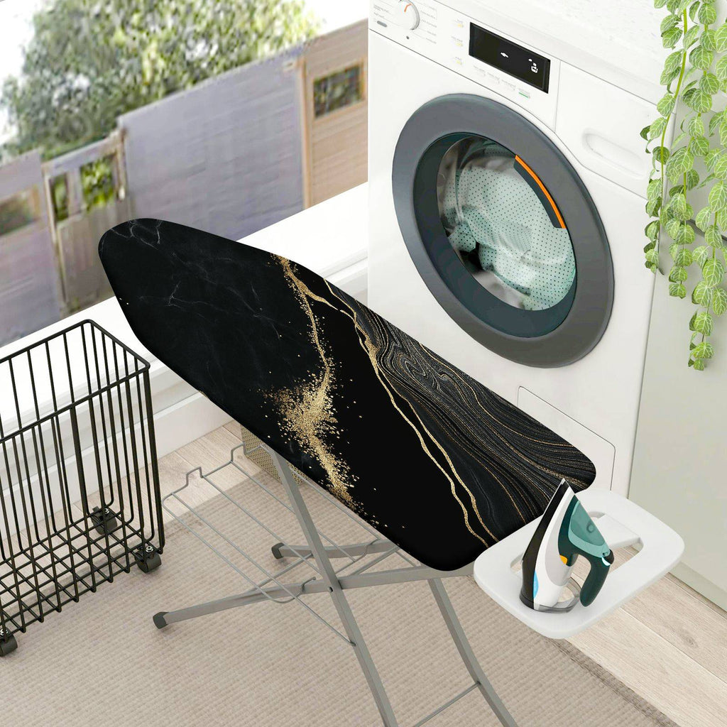 1-Piece Black Gold Abstract  Ironing Board Cover, Universal Size, Without Board