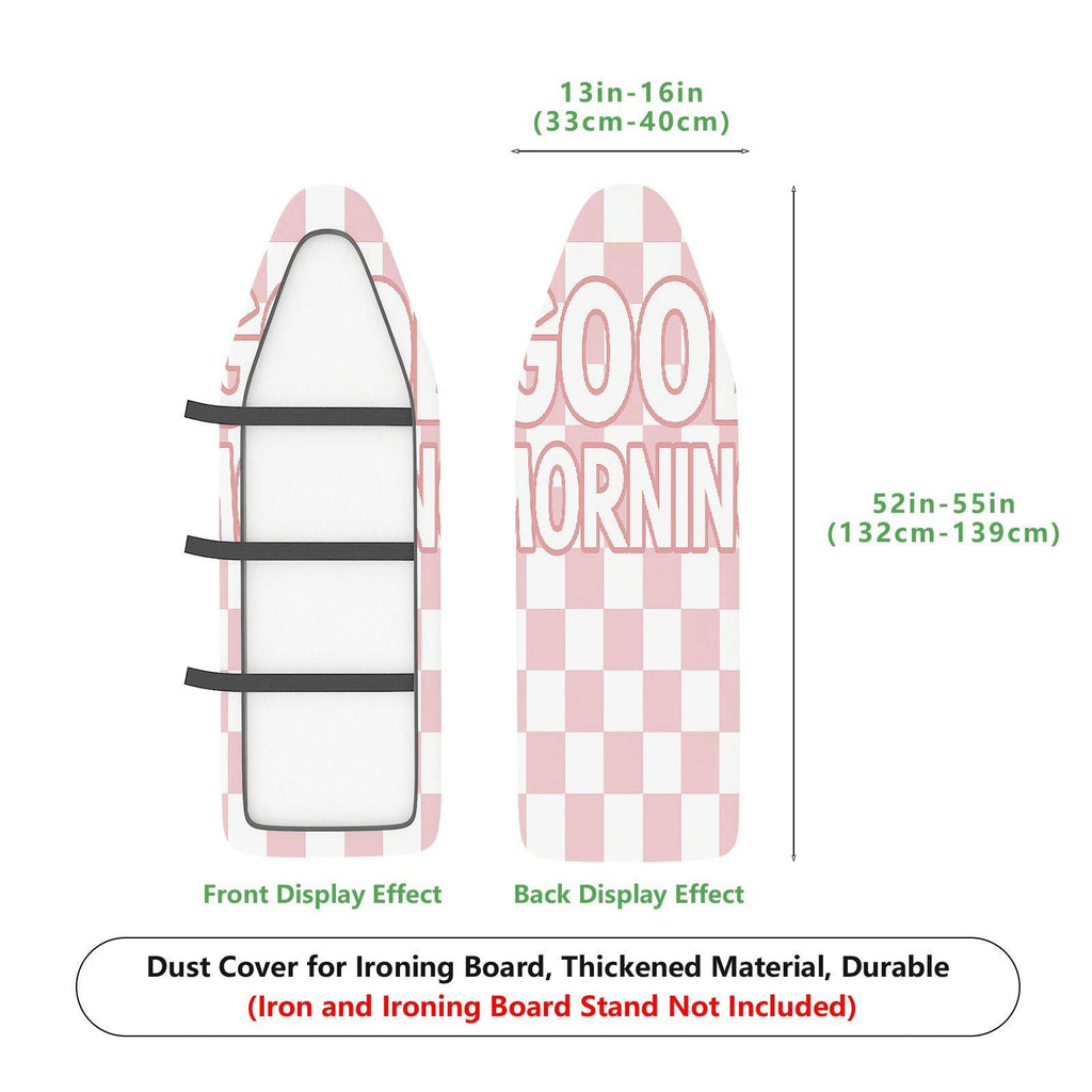 1-Piece Pink Checked Good Morning  Ironing Board Cover, Universal Size, Without Board