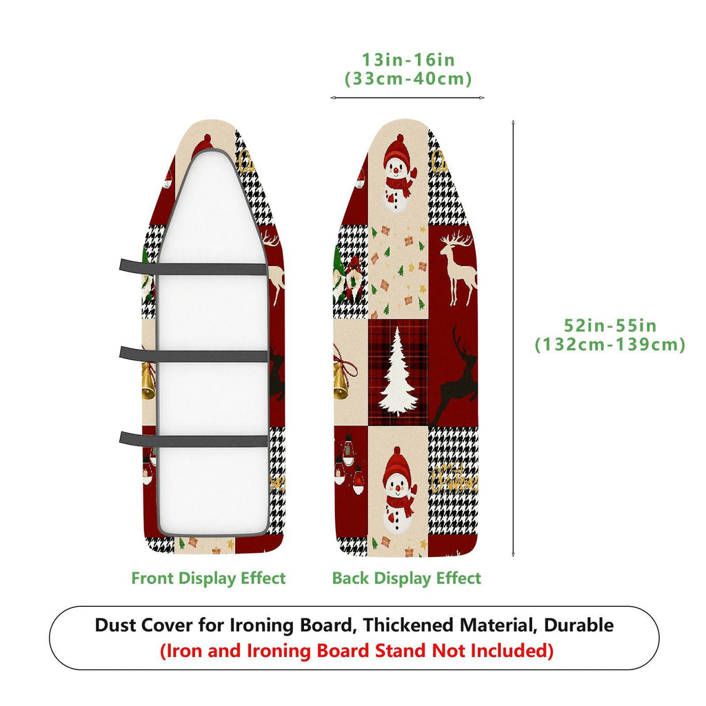 1-Piece Christmas Snowman Reindeer Plaid  Ironing Board Cover, Universal Size, Without Board