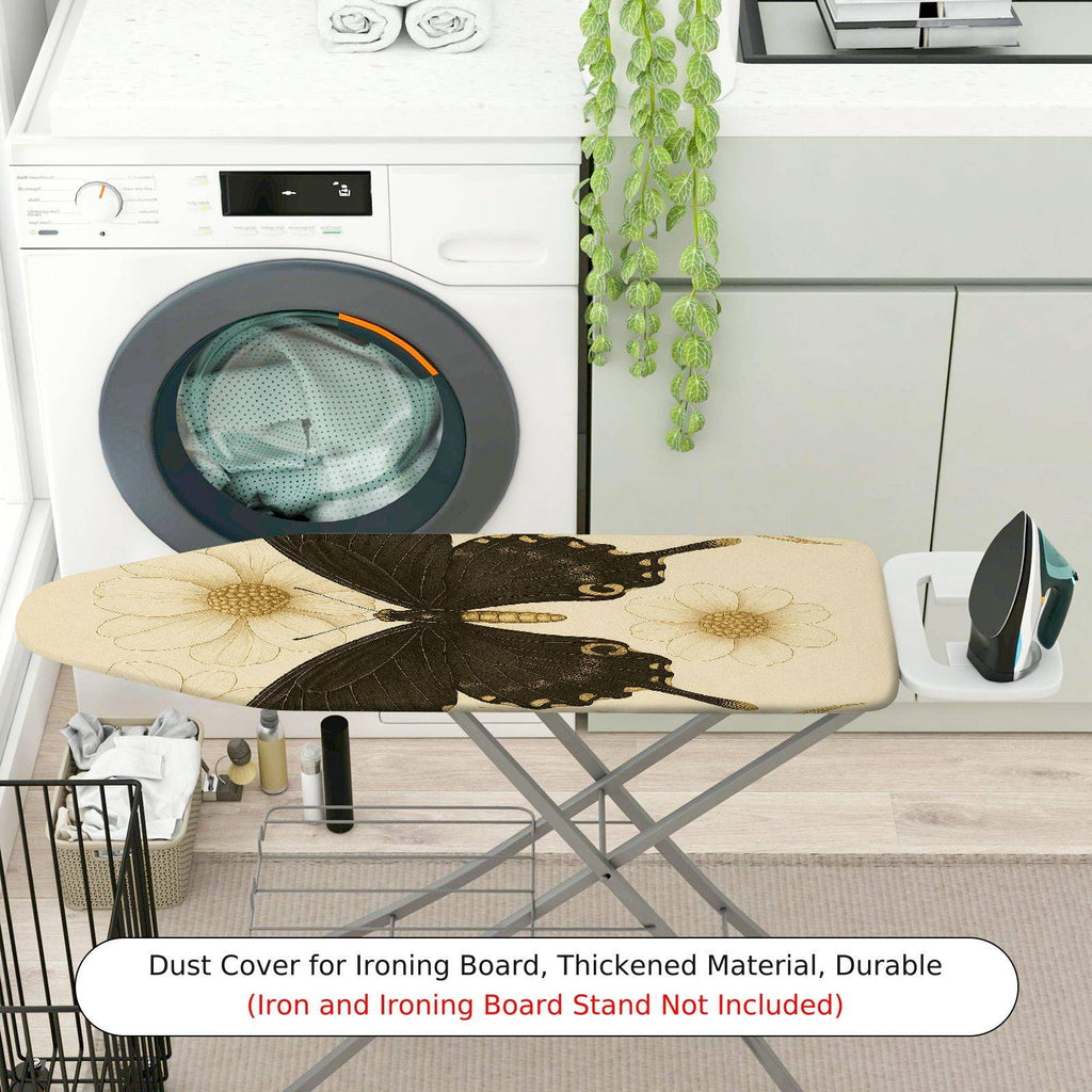 1-Piece butterfly floral beige  Ironing Board Cover, Universal Size, Without Board