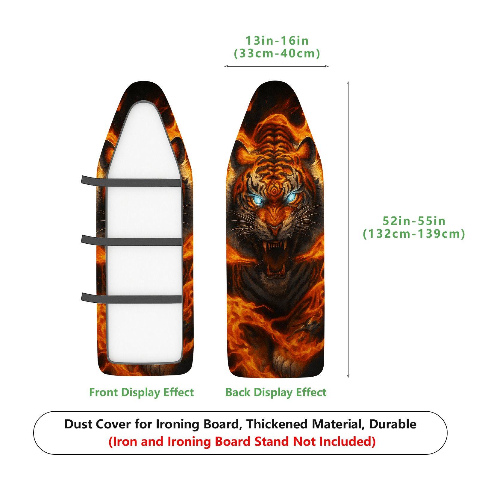 1-Piece Fire Tiger Animal Artistic  Ironing Board Cover, Universal Size, Without Board