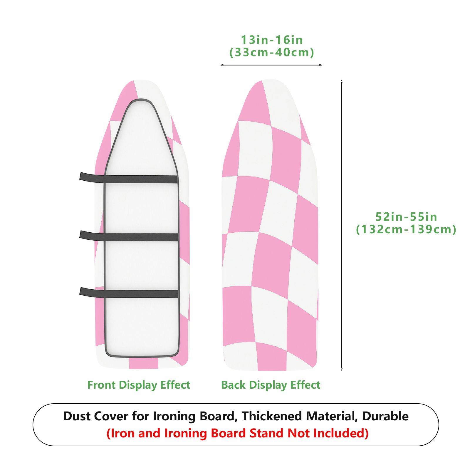 1-Piece Pink Checkerboard Geometric Pattern  Ironing Board Cover, Universal Size, Without Board