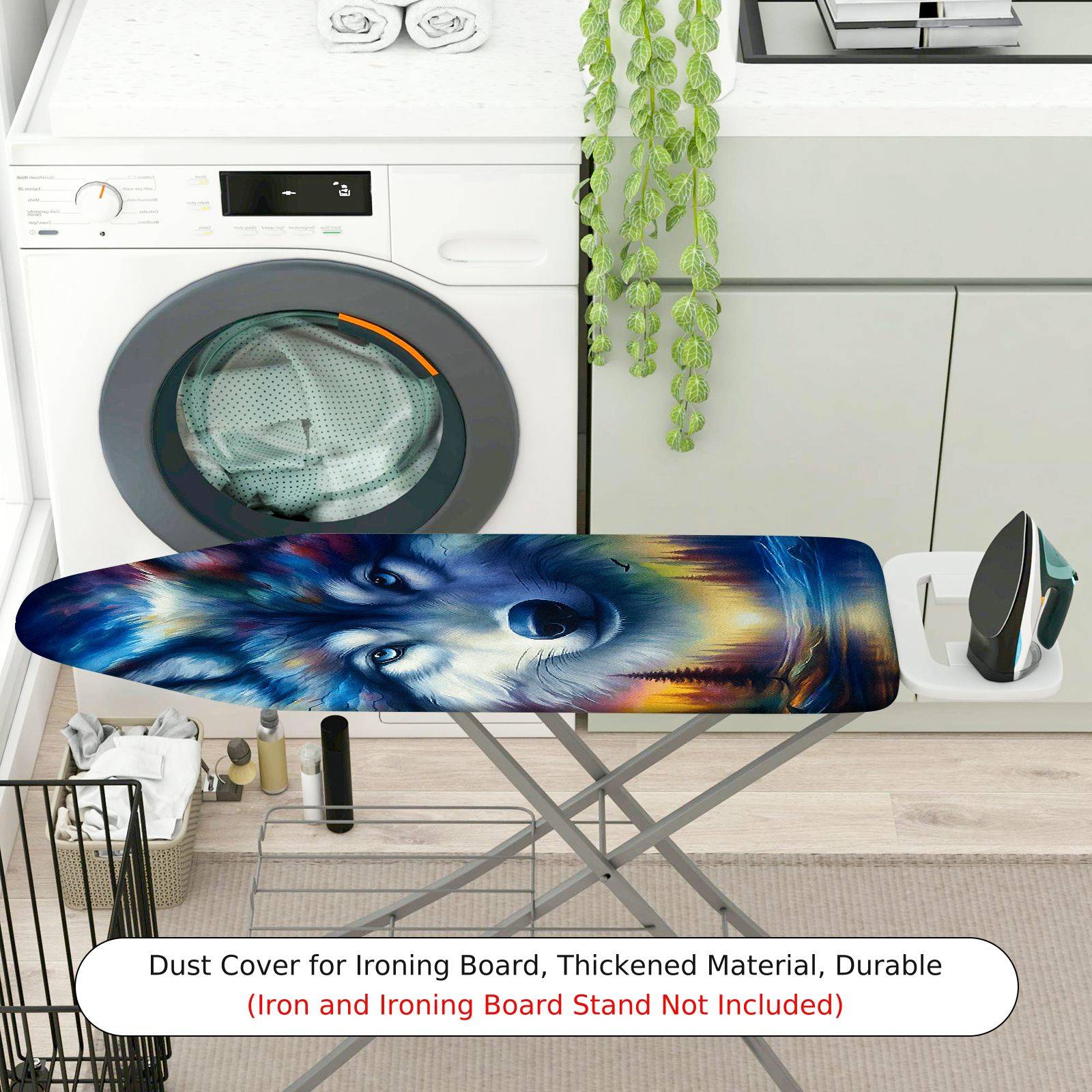 1-Piece Colorful Wolf Art Animal  Ironing Board Cover, Universal Size, Without Board