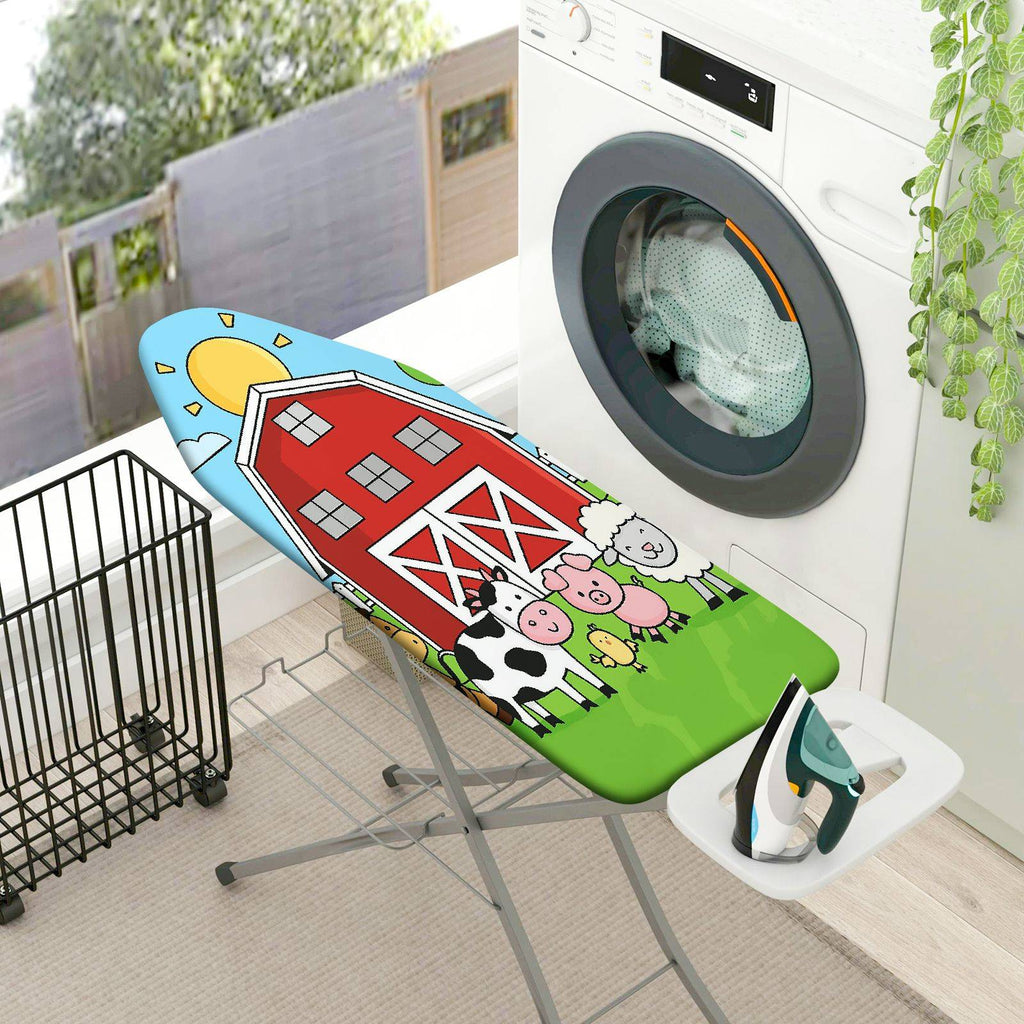 1-Piece Colorful Barn Animal Farm  Ironing Board Cover, Universal Size, Without Board