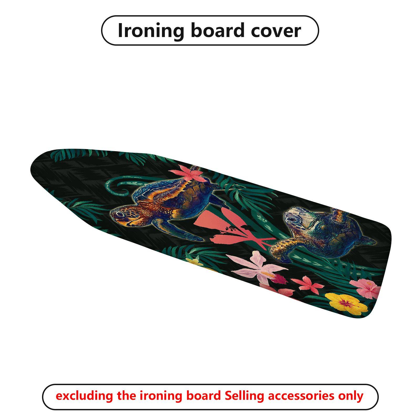 1-Piece Floral Turtle Ocean  Ironing Board Cover, Universal Size, Without Board