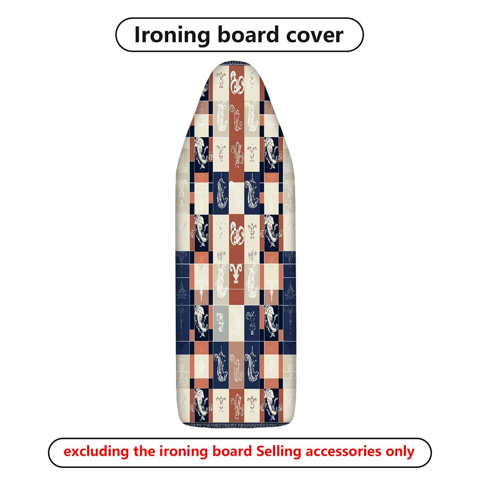 1-Piece Retro Check Floral  Ironing Board Cover, Universal Size, Without Board