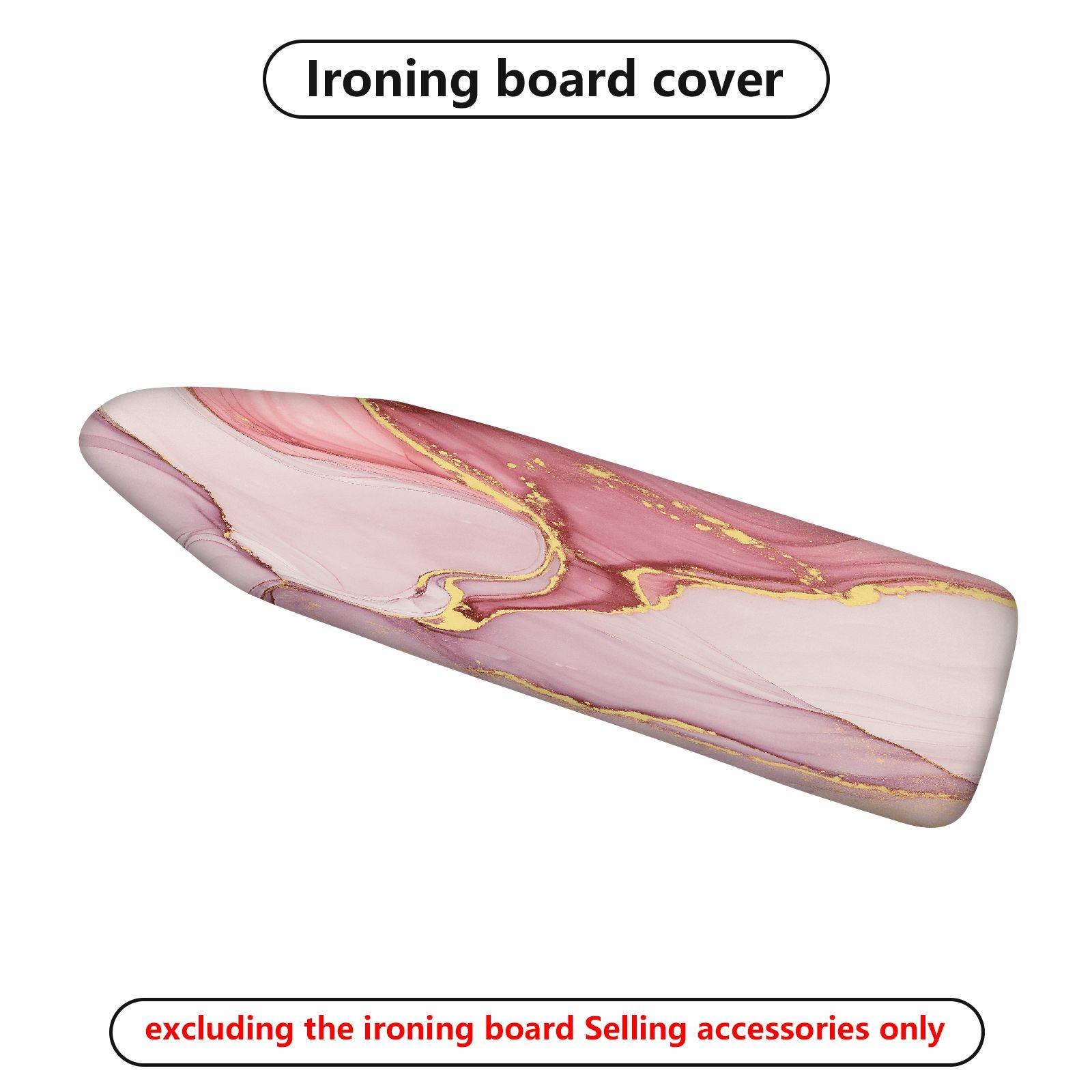 1-Piece Pink Gold Watercolor Marble  Ironing Board Cover, Universal Size, Without Board