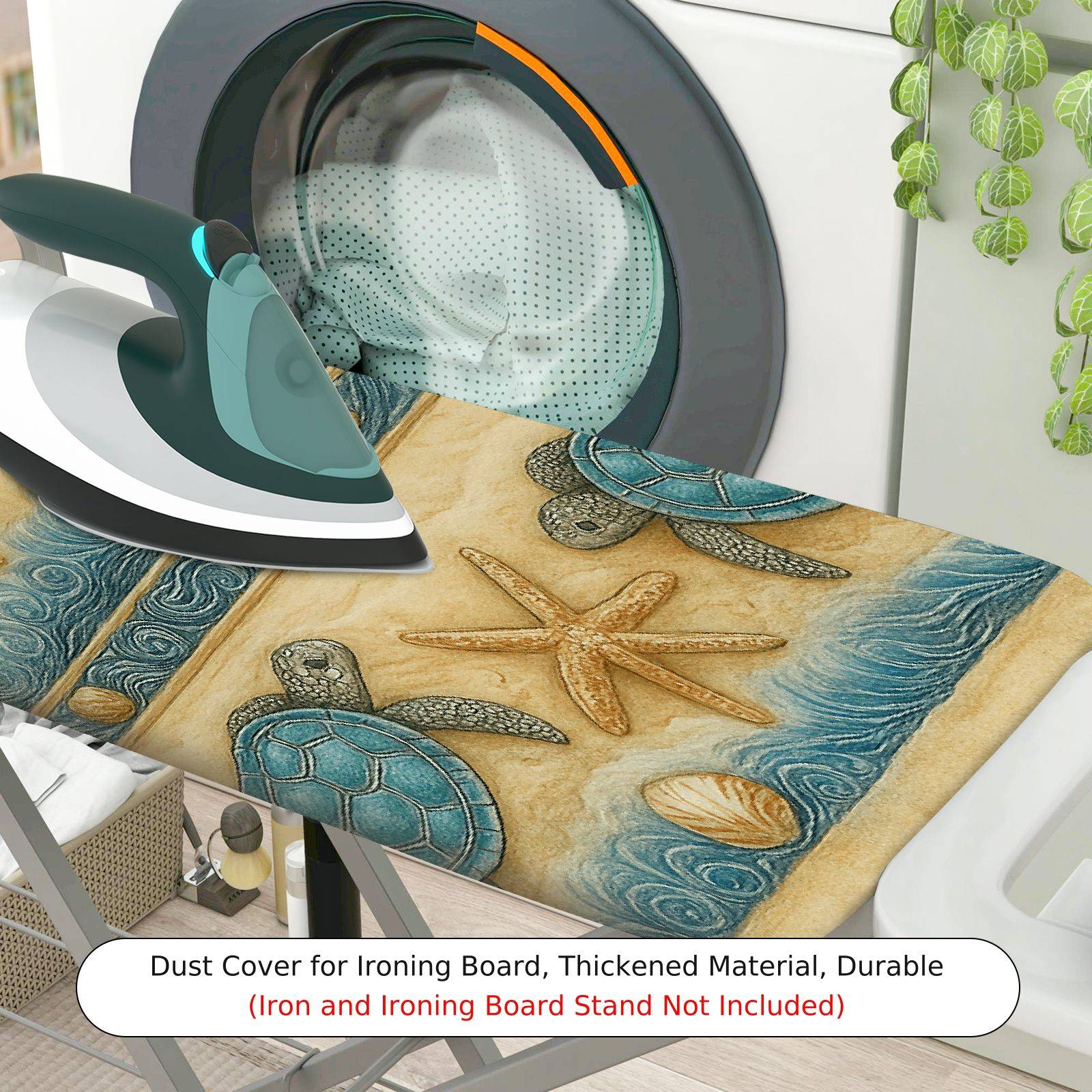 1-Piece Ocean Turtle Starfish Beach  Ironing Board Cover, Universal Size, Without Board