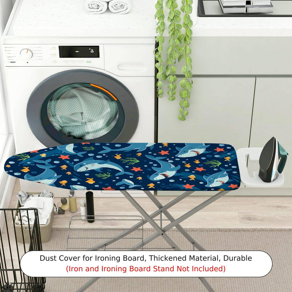 1-Piece Shark Ocean Fish  Ironing Board Cover, Universal Size, Without Board