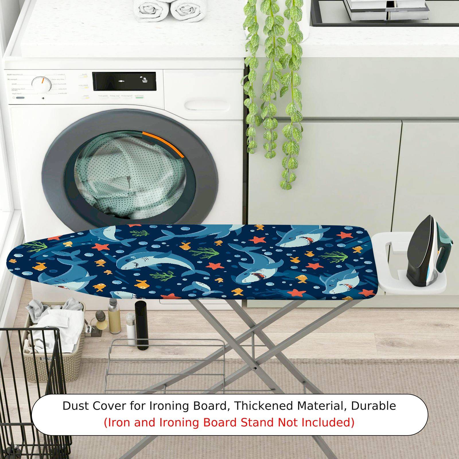 1-Piece Shark Ocean Fish  Ironing Board Cover, Universal Size, Without Board