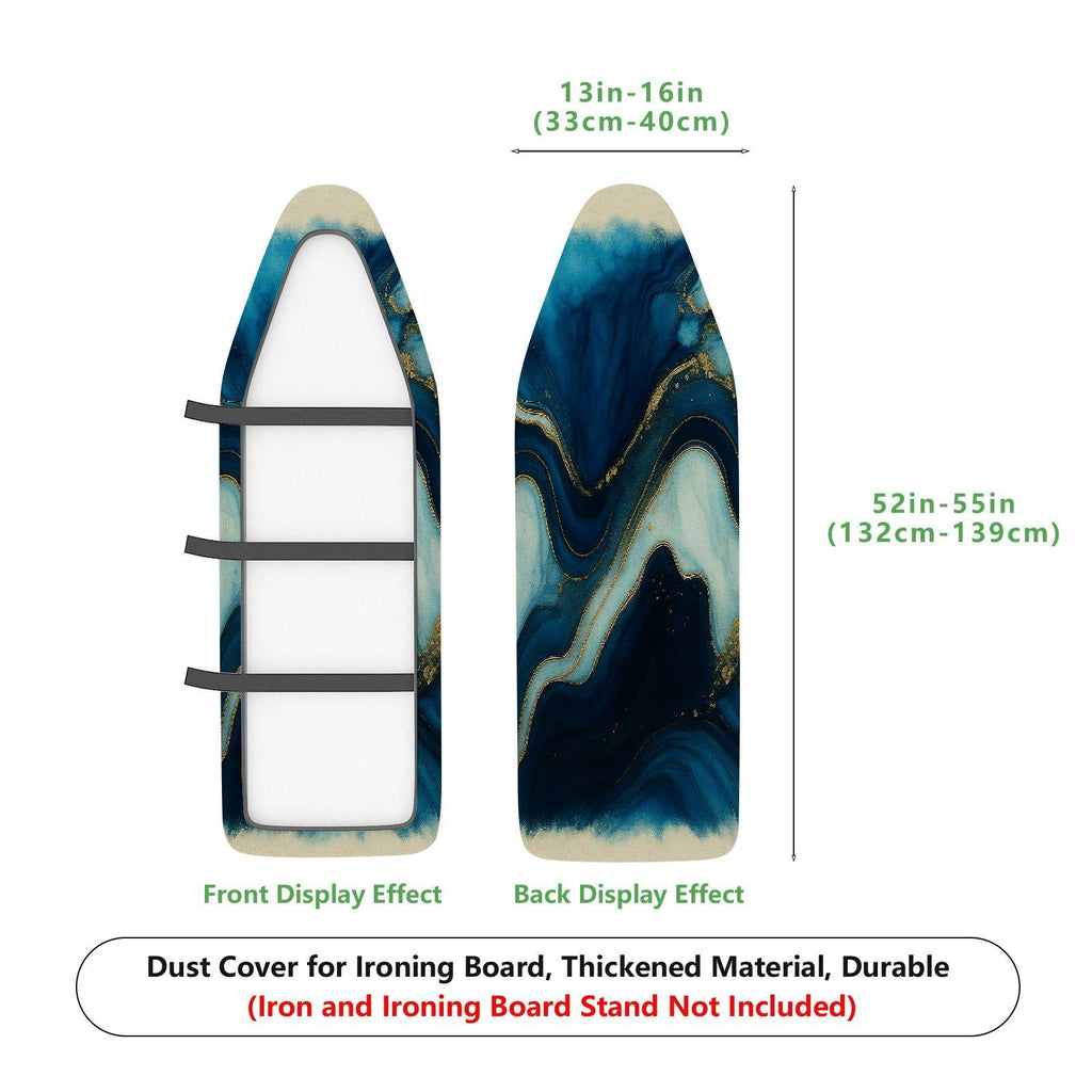 1-Piece Marble Abstract Blue Gold  Ironing Board Cover, Universal Size, Without Board